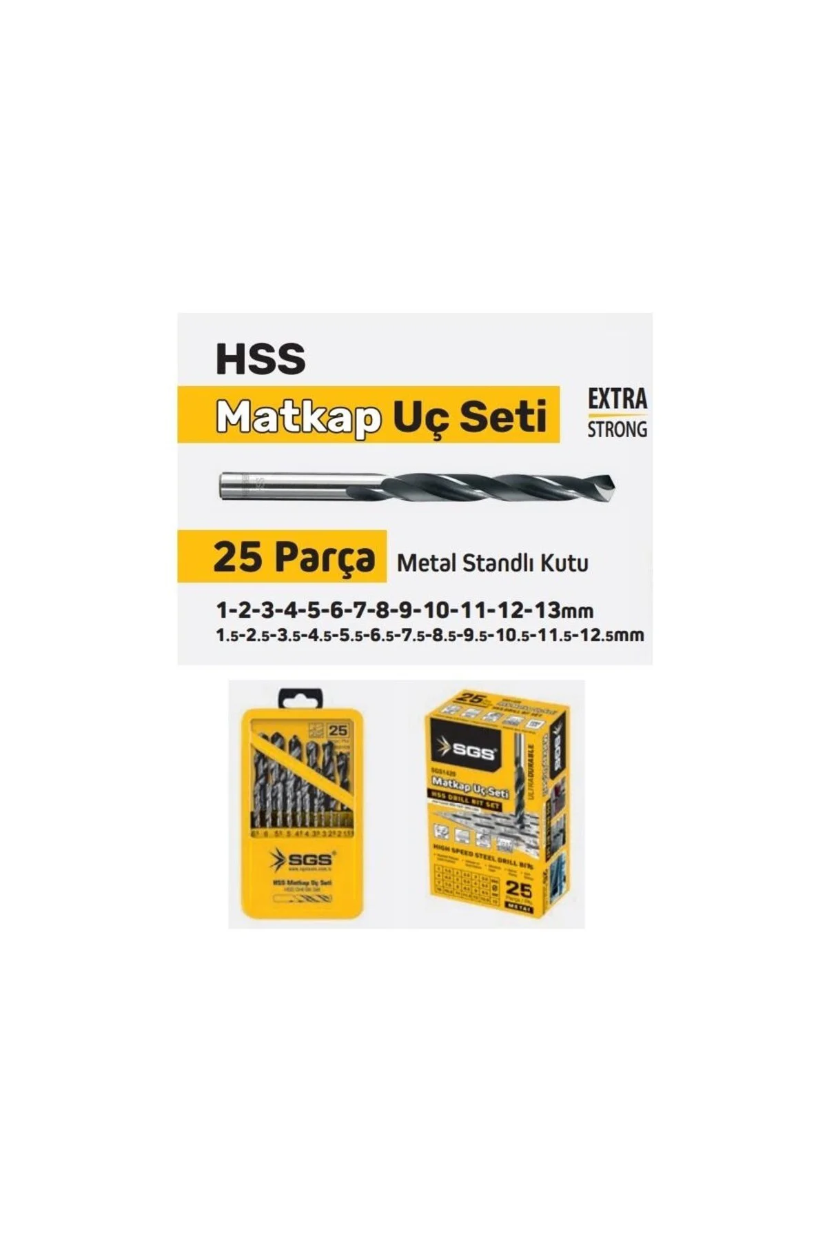 SGS1420 25 PARÇA HSS MATKAP UCU SETİ METAL STANDLI KUTULU