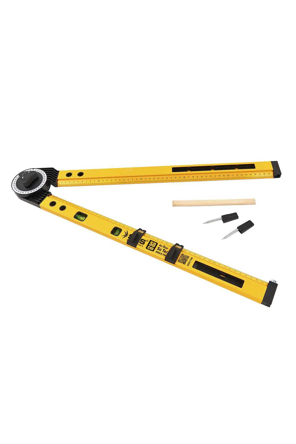Sgs1708 Alüminyum Gövdeli Gönye Açı Ölçer Su Terazisi 50 Cm