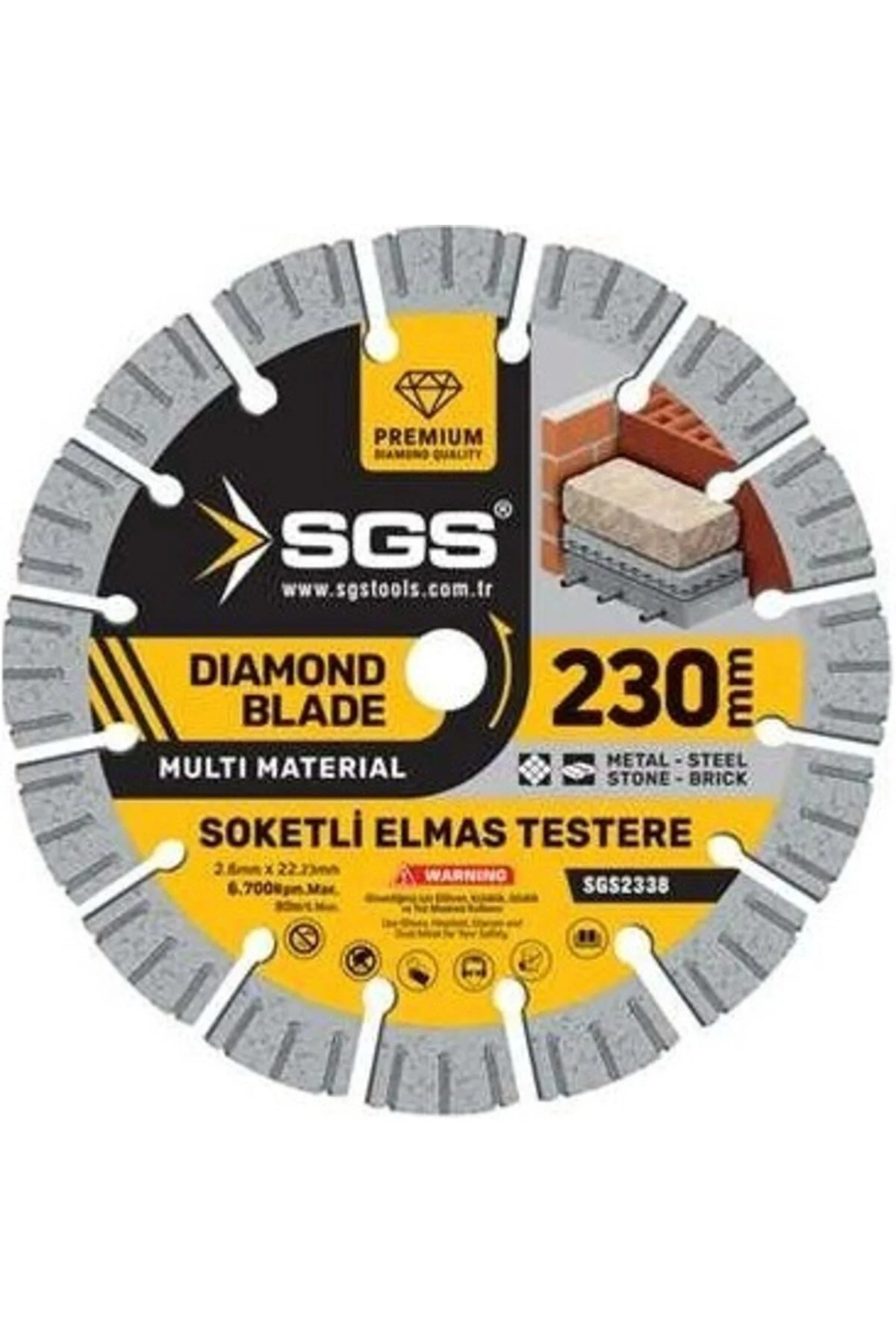 SGS2338 Soketli Elmas Testere Multı-Materıal 230MM