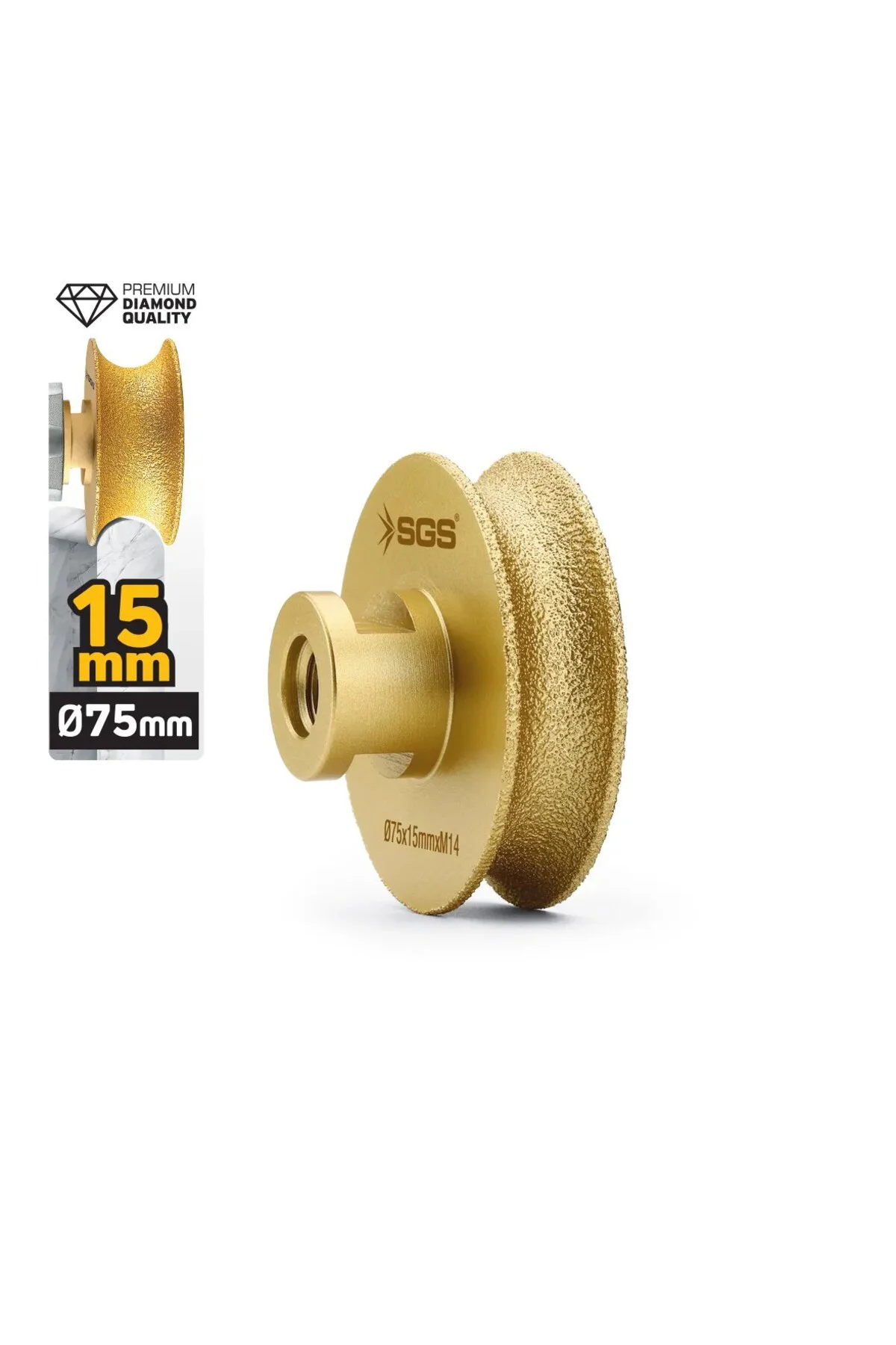 SGS2788 M14-75x15 Mm Vakum Elmas Mermer Granit Taşlama Diski Tam Profil