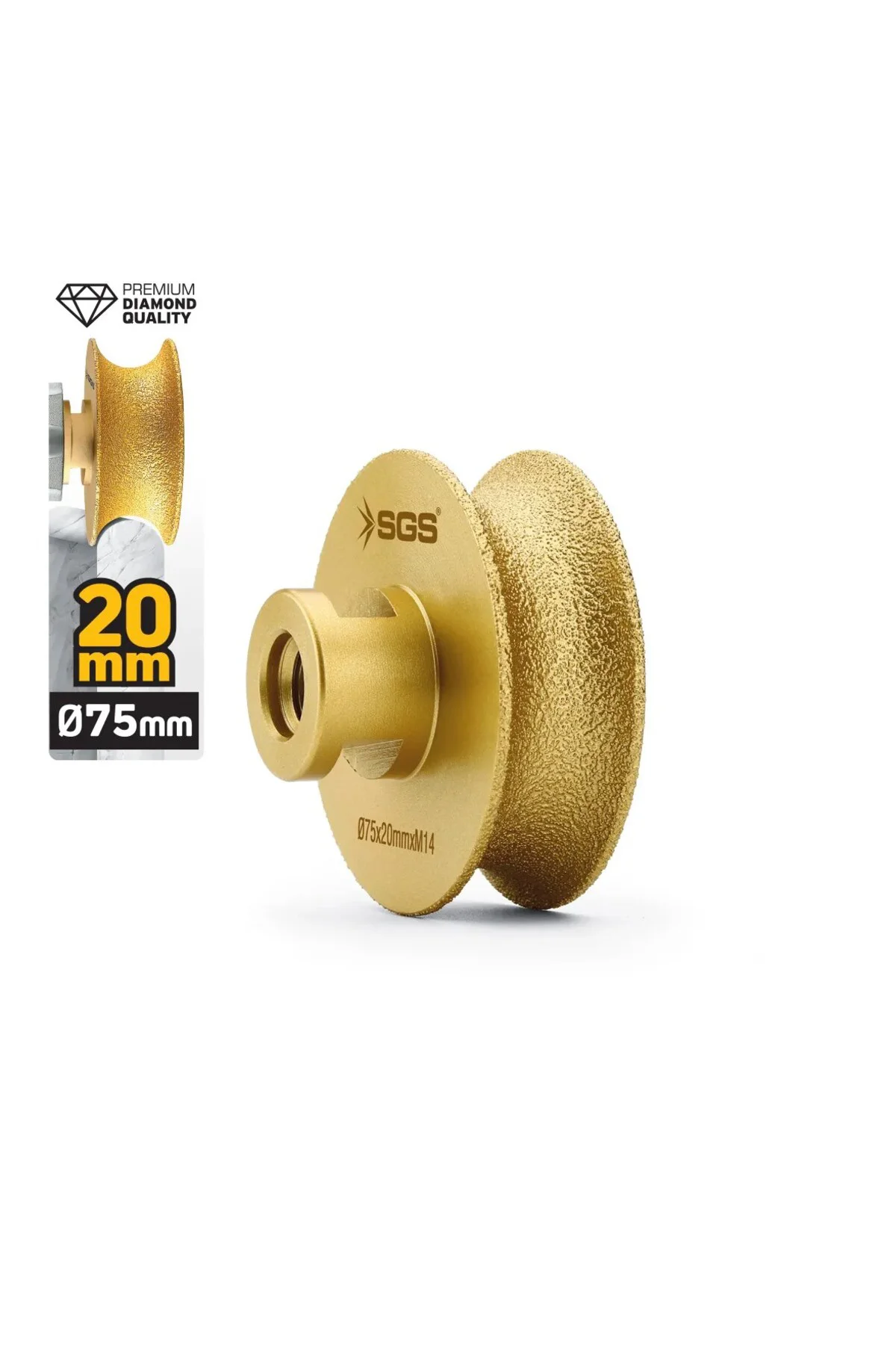SGS2789 M14-75x20 Mm Vakum Elmas Mermer Granit Taşlama Diski Tam Profil