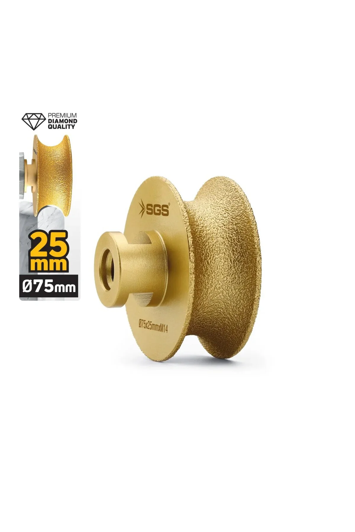 SGS2790 M14-75x25 Mm Vakum Elmas Mermer Granit Taşlama Diski Tam 