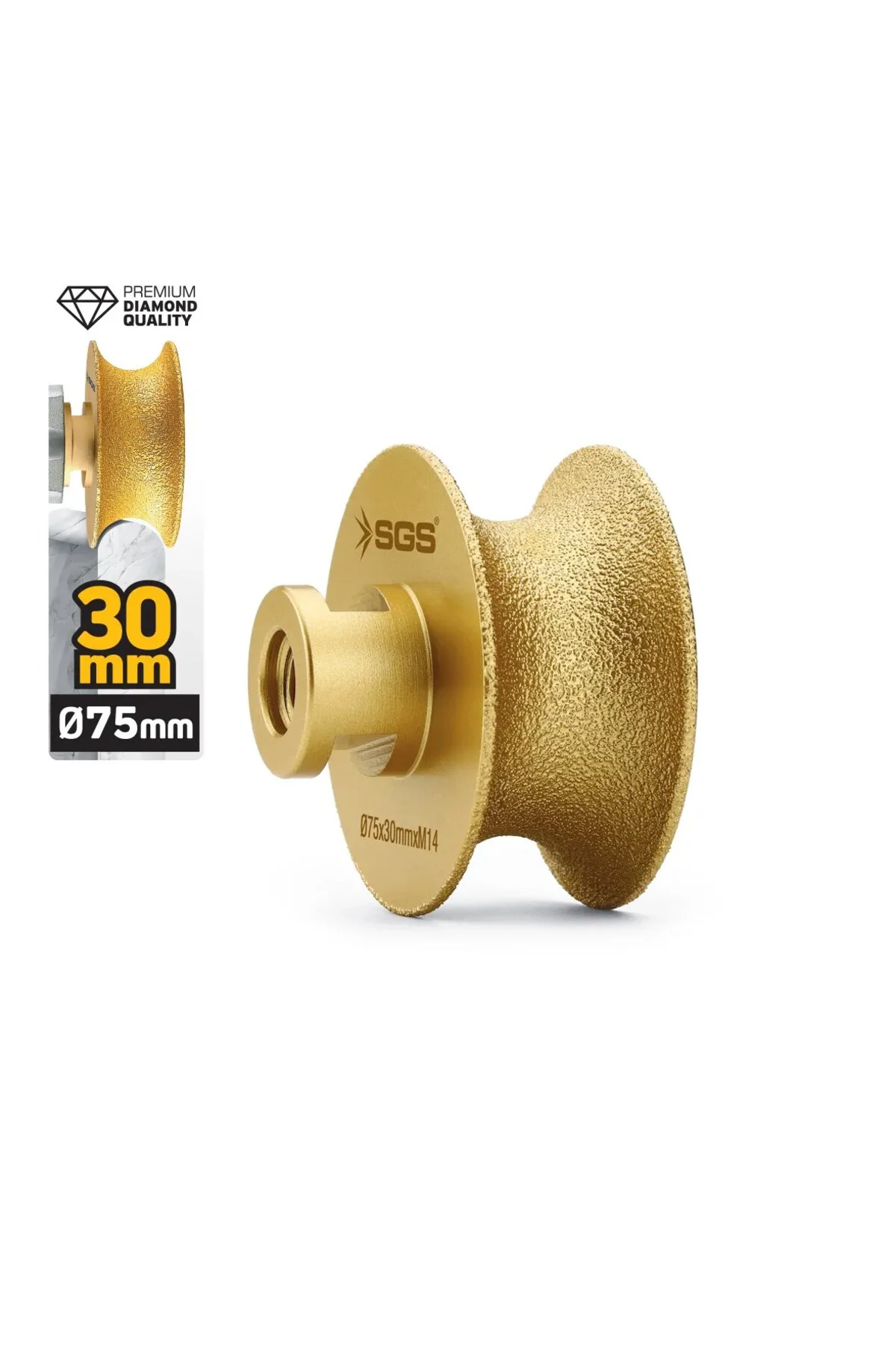 SGS2791 M14-75x30 Mm Vakum Elmas Mermer Granit Taşlama Diski Tam Profil