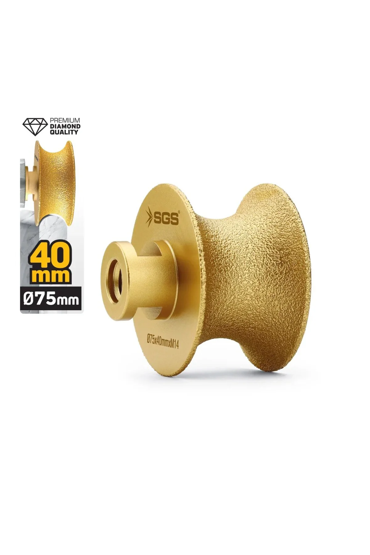 SGS2792 M14-75x40 Mm Vakum Elmas Mermer Granit Taşlama Diski Tam Profil