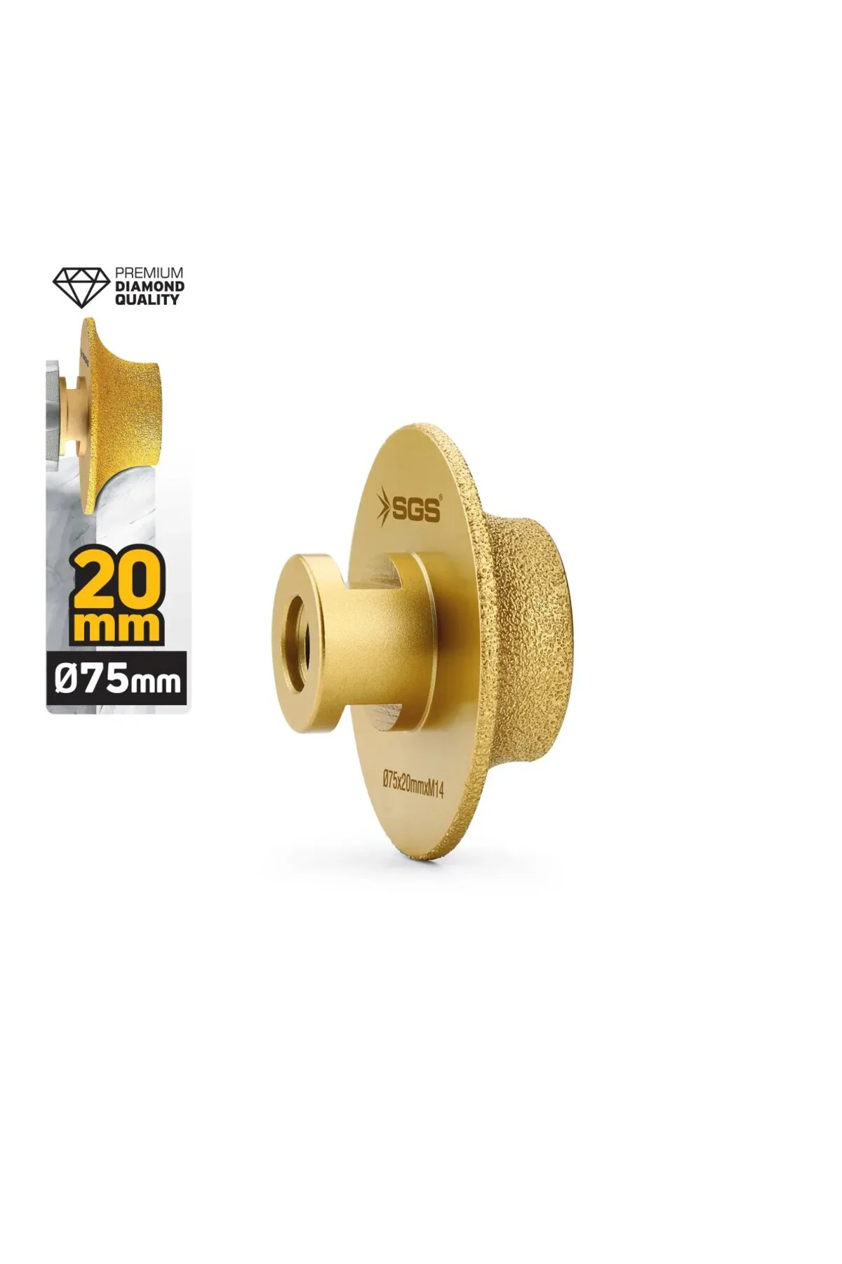 SGS2794 M14-75x20 Mm Vakum Elmas Mermer Granit Taşlama Diski Balık Sırtı