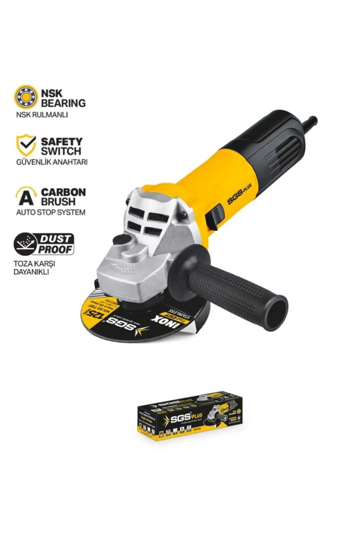 SGS5036 - 125MM Endüstriyel Avuç Taşlama Makinası 1400 Watt - Devir Ayarlı