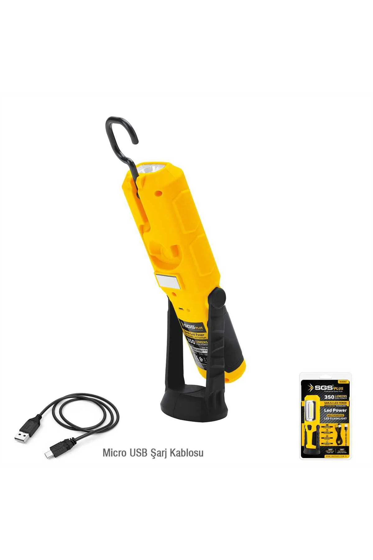 Sgs5054 Şarjlı El Feneri Led Ampul 350 Lumen 3.7 Volt Mıknatıslı El Feneri