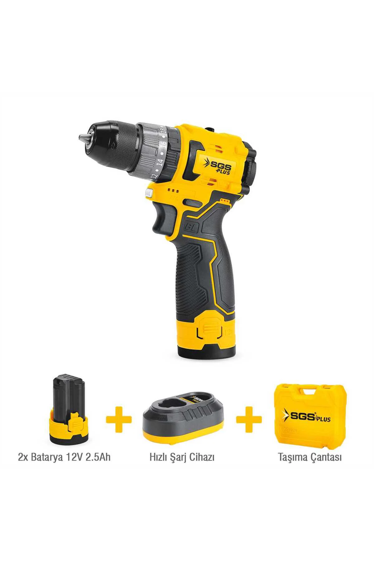 SGS5081 2 AKÜLÜ VİDALAMA SETİ 12 VOLT ŞARJLI MATKAP SETİ 2.5 AMPE