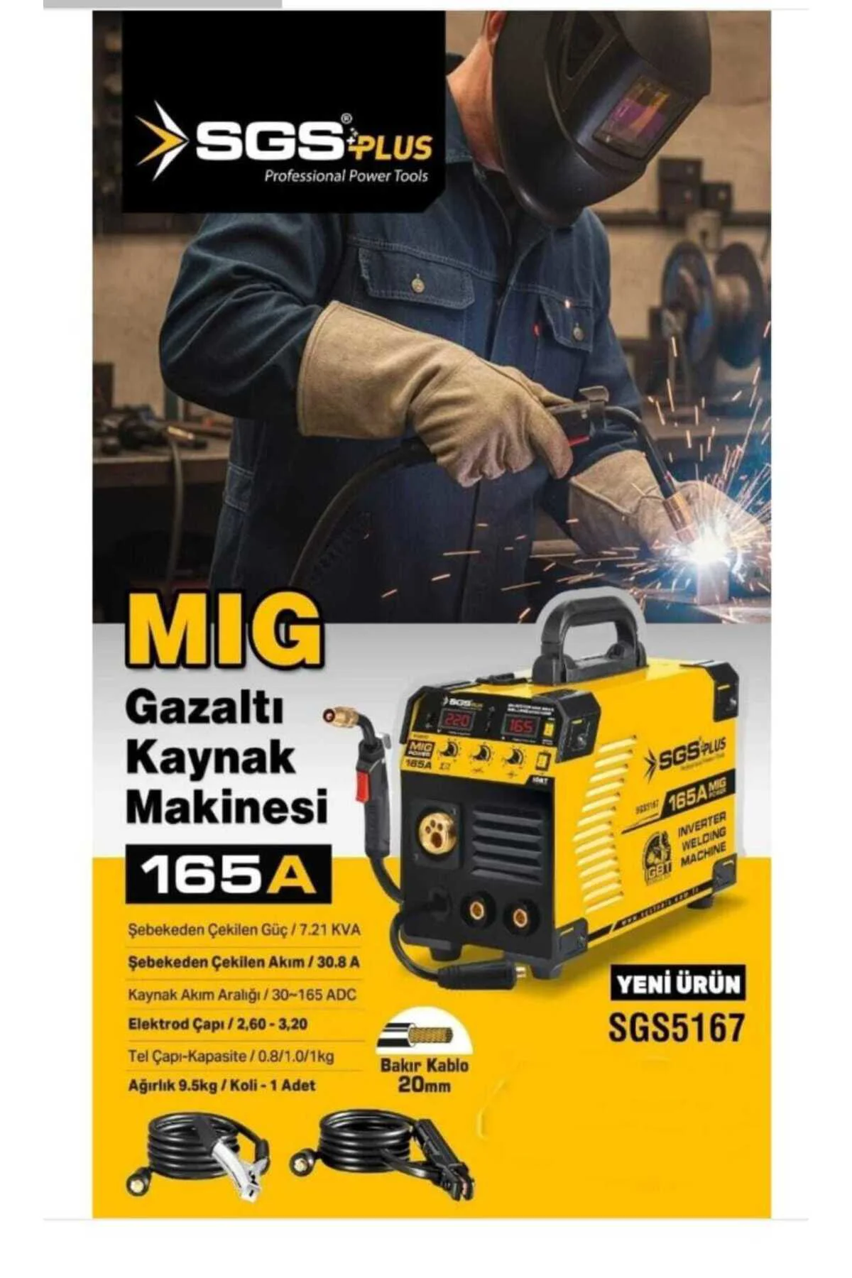 SGS5167 165A MIG Gazaltı Kaynak Makinesi -Profesyonel Güçlü Taşın