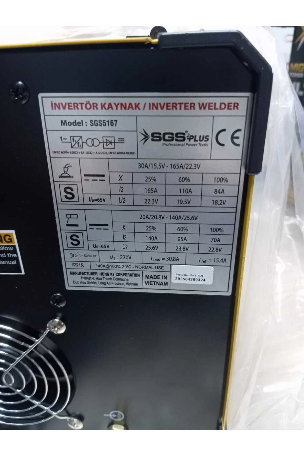SGS5167 165A MIG Gazaltı Kaynak Makinesi -Profesyonel Güçlü Taşın