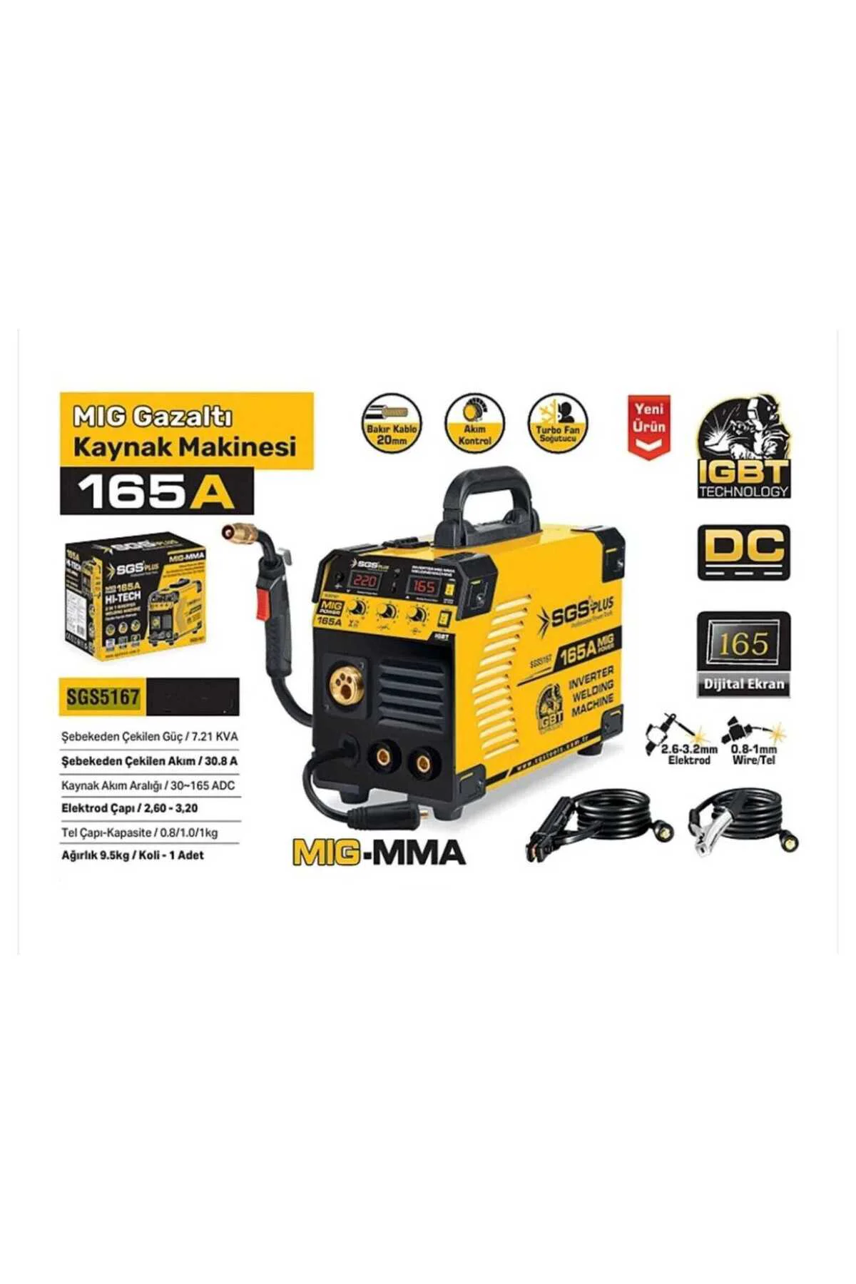 SGS5167 165A MIG Gazaltı Kaynak Makinesi -Profesyonel Güçlü Taşın