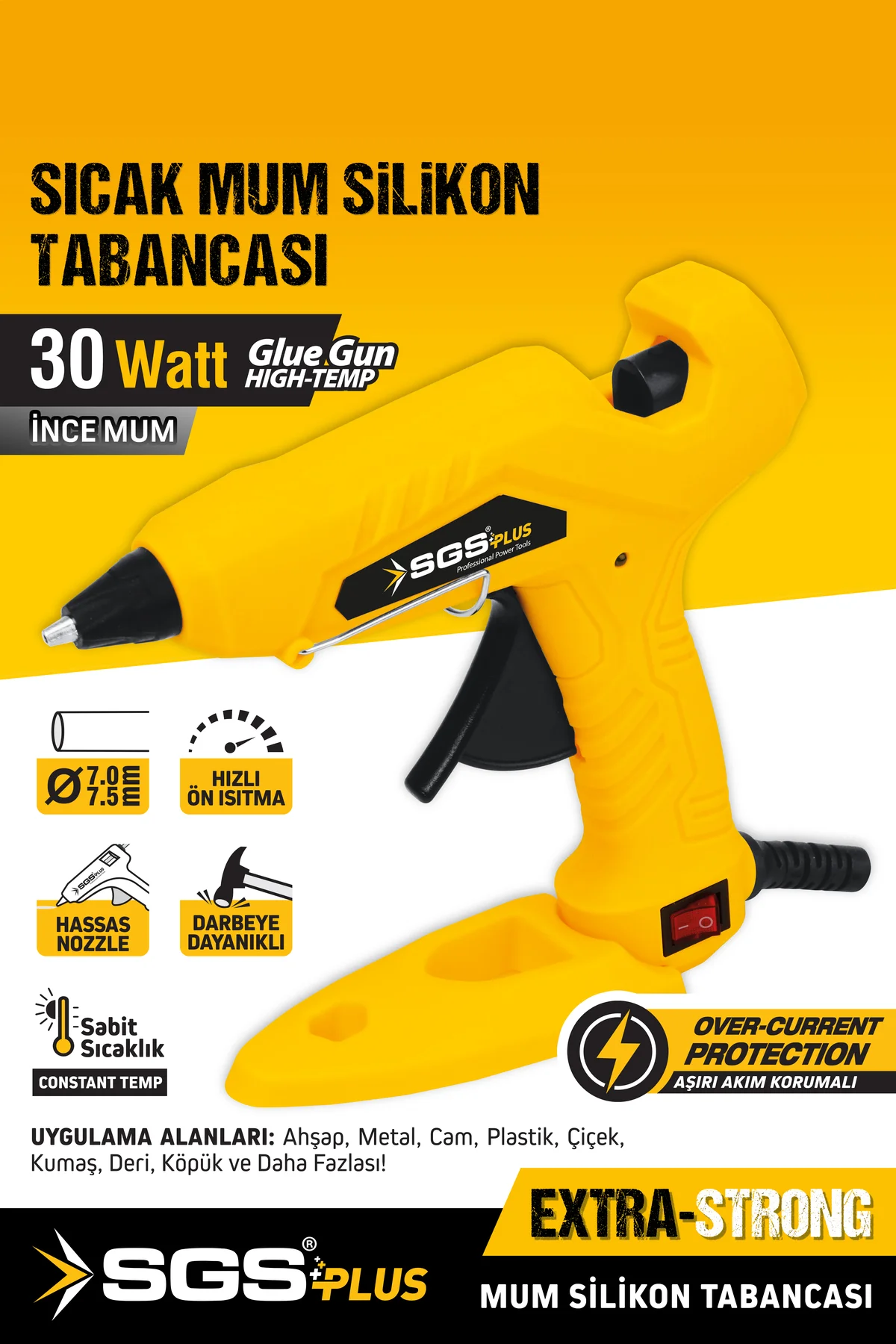 SGS5290 Elektrikli Sıcak İnce Mum Silikon Tabancası 30 Watt Stand