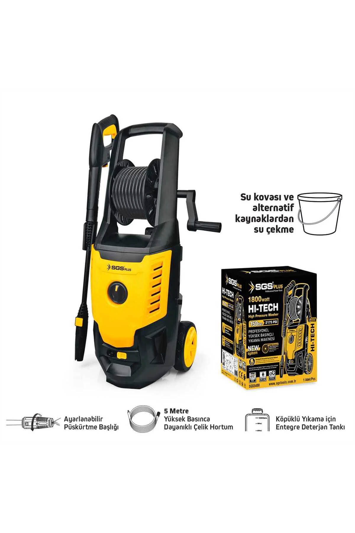 SGS5400 - 150 BAR Yüksek Basınçlı Oto Araba Motor Minibüs Bahçe Y