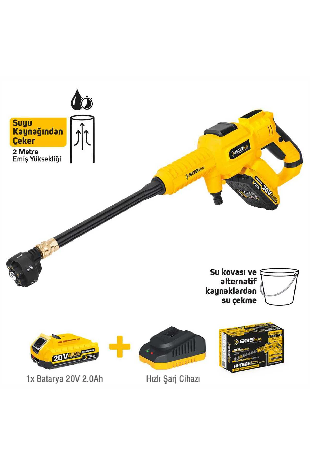 SGS5410 - Akülü Yüksek Basınçlı Araba Yıkama Makinesi 30 Bar 20 V