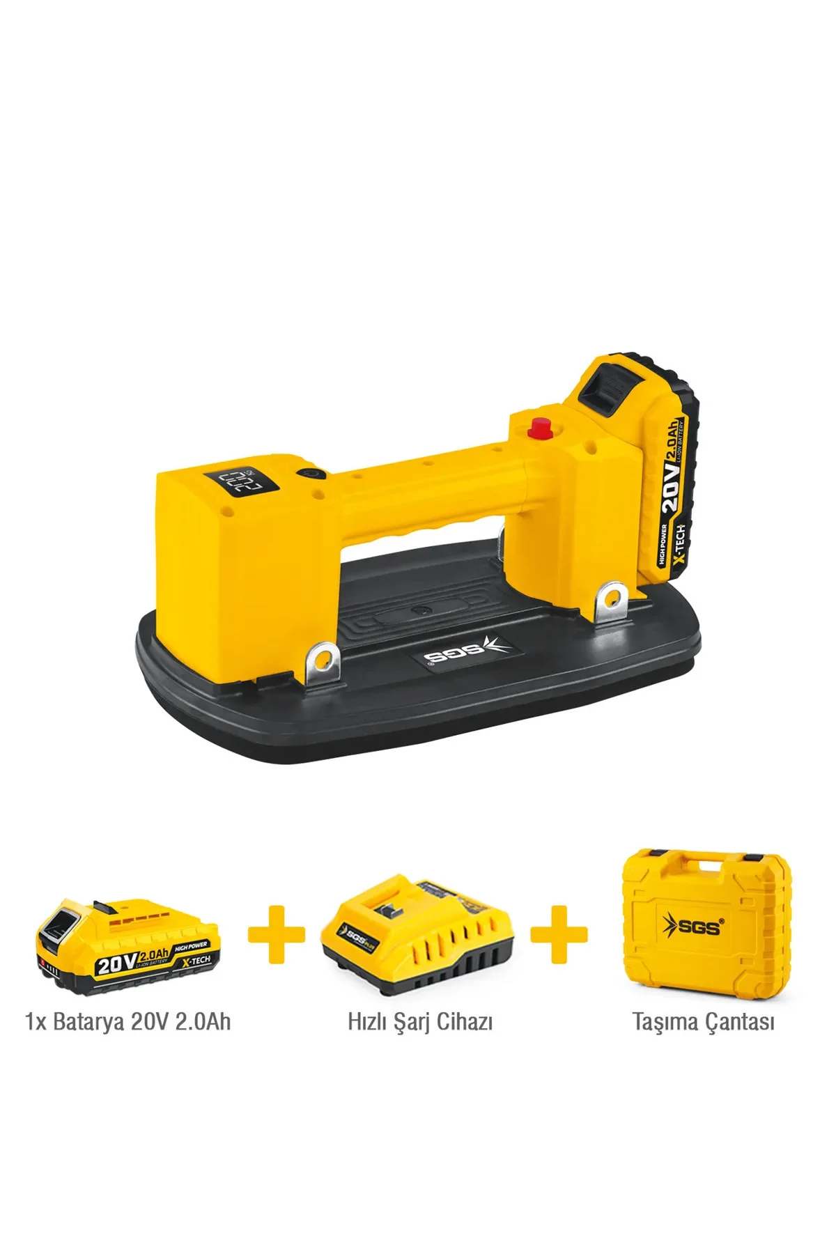 SGS5418 AKÜLÜ VAKUMLU SERAMİK CAM AHŞAP VANTUZU 20 Volt 2 Amper 200 Kg