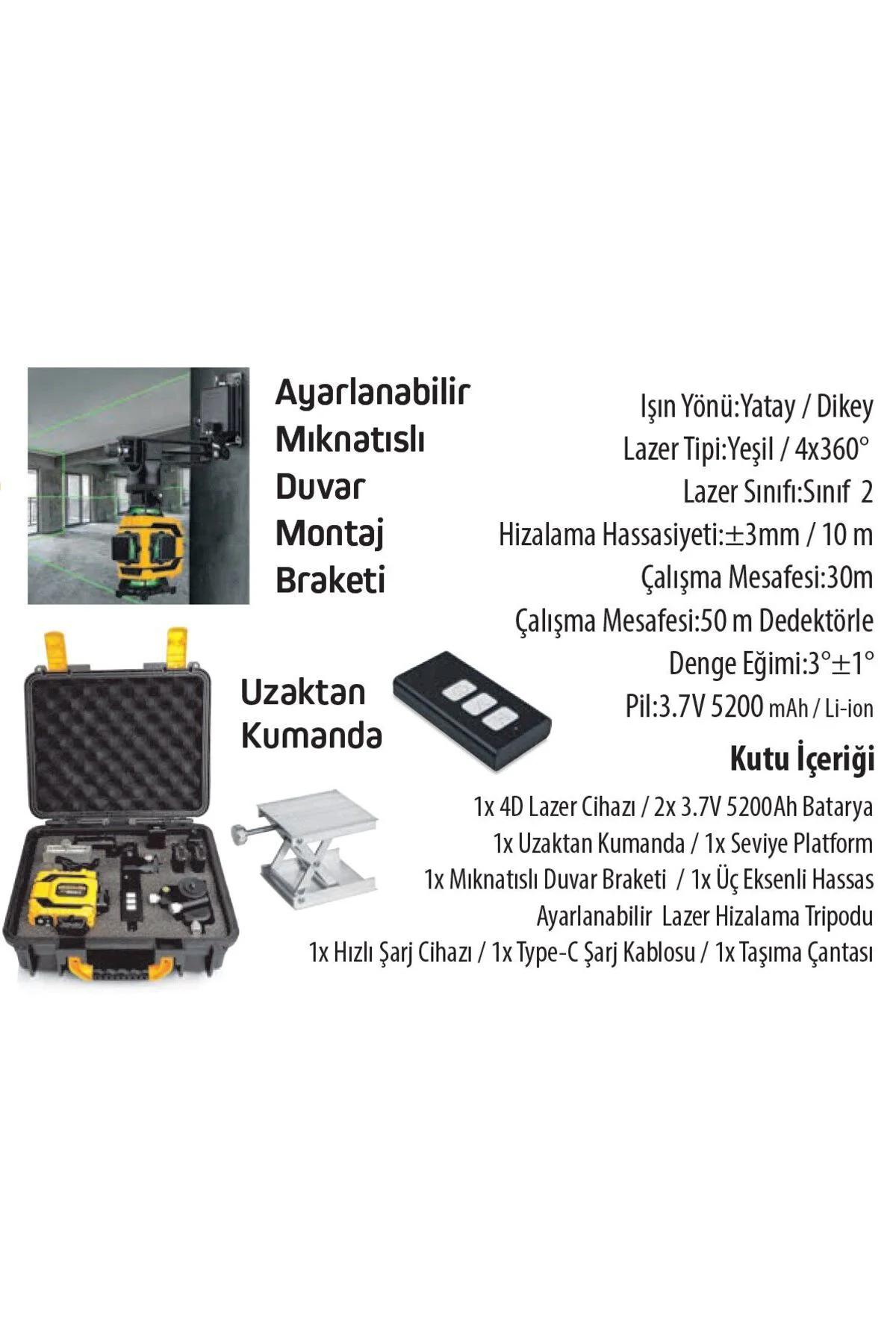 Sgs5429 Lazer Hizalama Distomat Şakül 16 Yeşil Çizgi