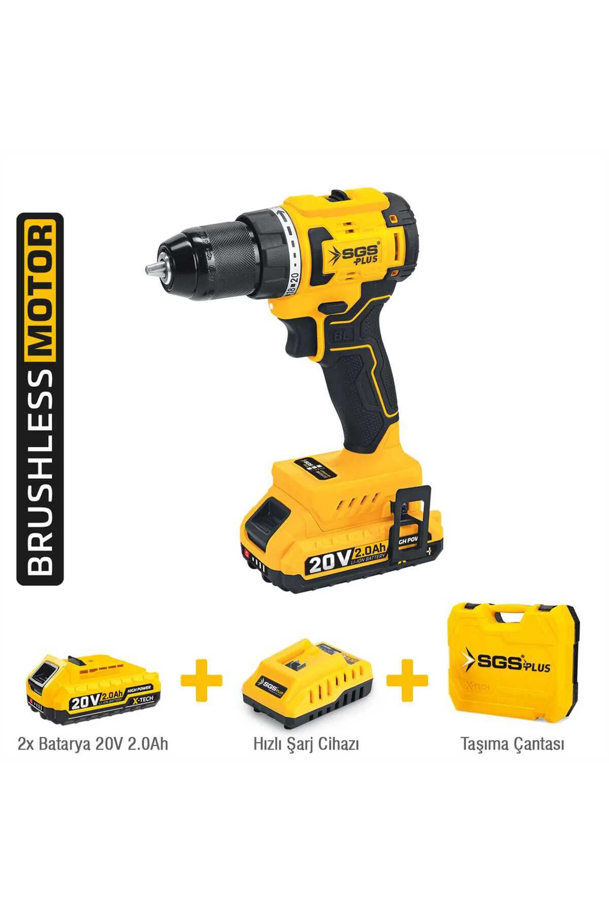 SGS5528 AKÜLÜ VİDALAMA ŞARJLI MATKAP 45 Nm 20 VOLT 2*2.0 Ah