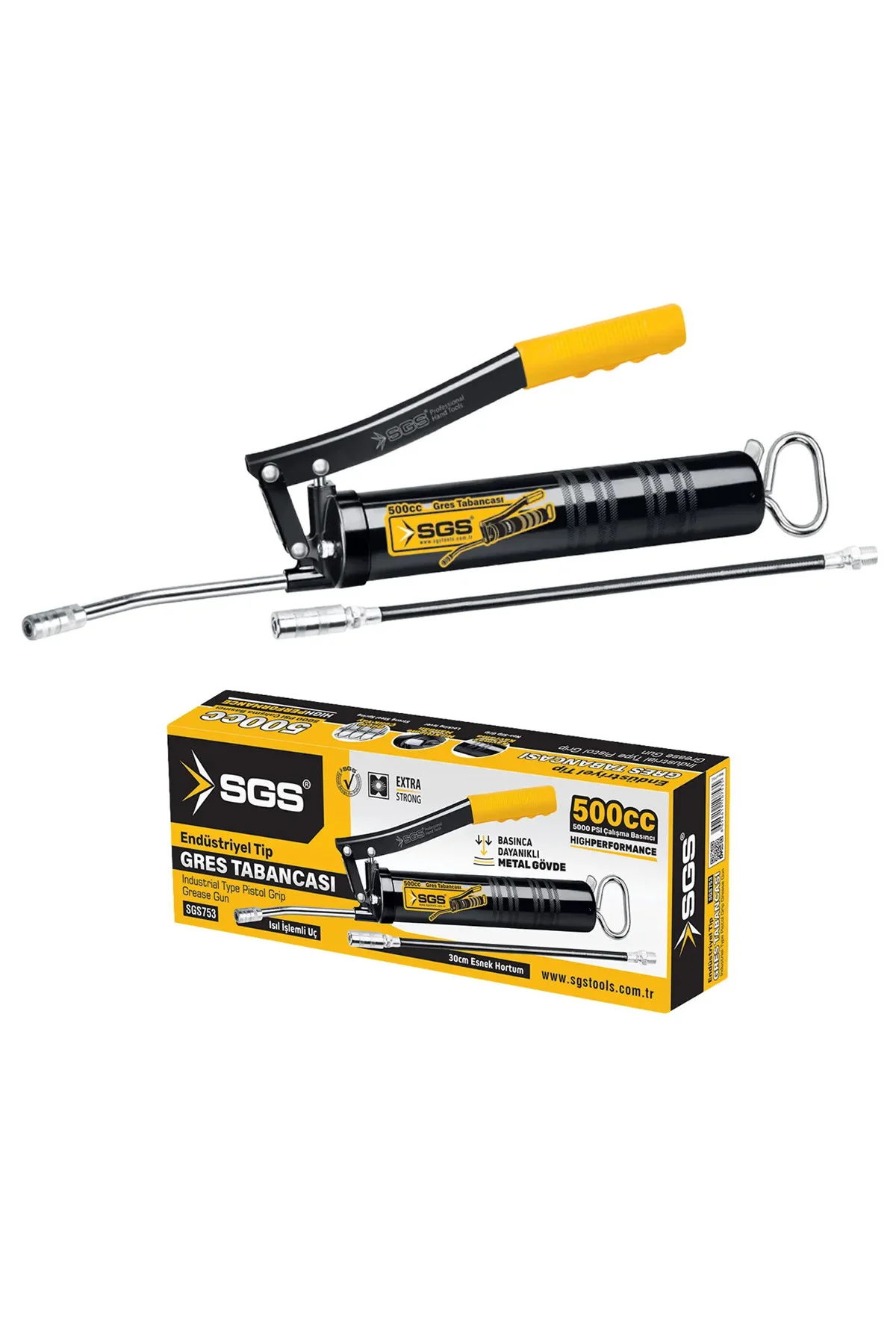 SGS753 Gres Pompası Gres Yağ Pompası 500 Cc Büyük Boy Metal Gövde SGS753 Gres Pompası Gres Yağ Pompası 500 Cc Büyük Boy Metal Gövde