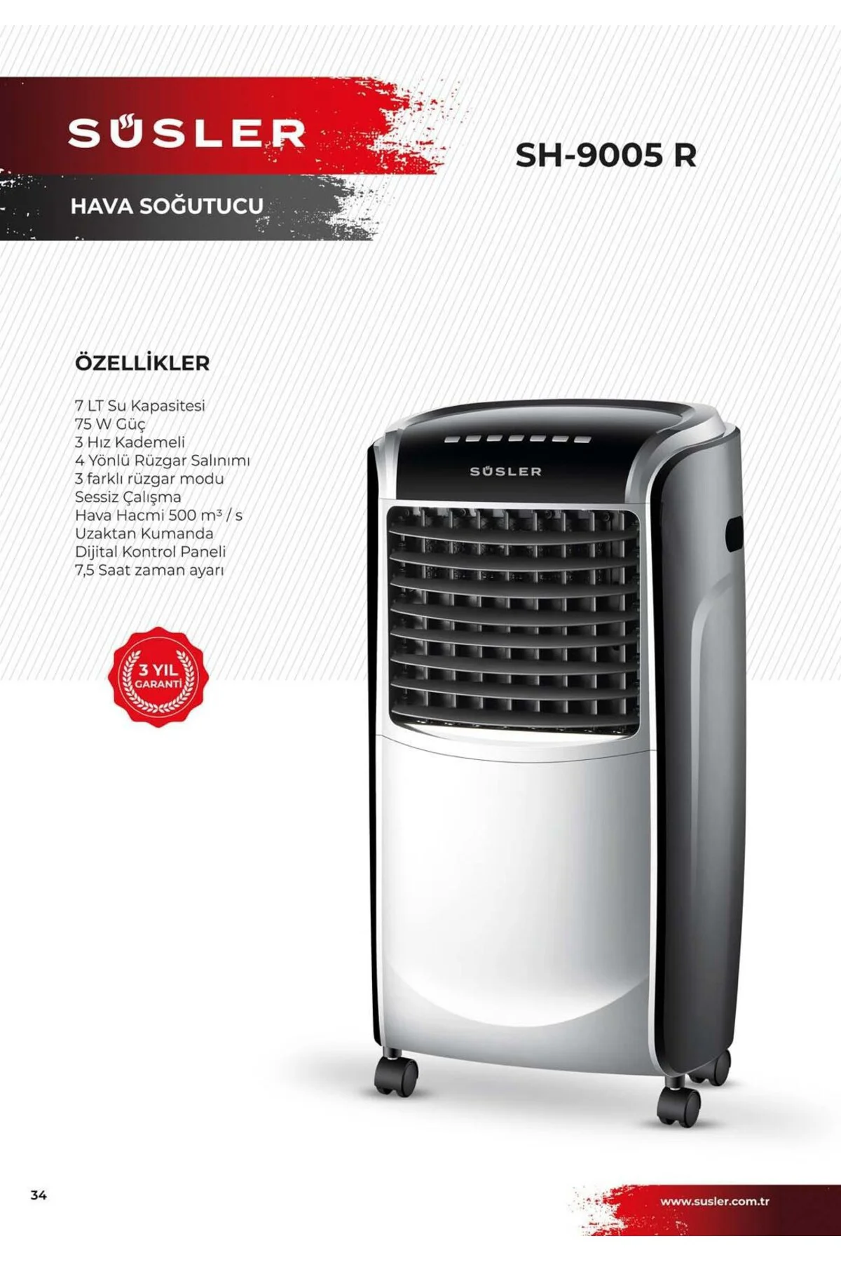 SH-9005R Uzaktan Kumandalı Sulu Hava Soğutucu SH-9005R Uzaktan Kumandalı Sulu Hava Soğutucu