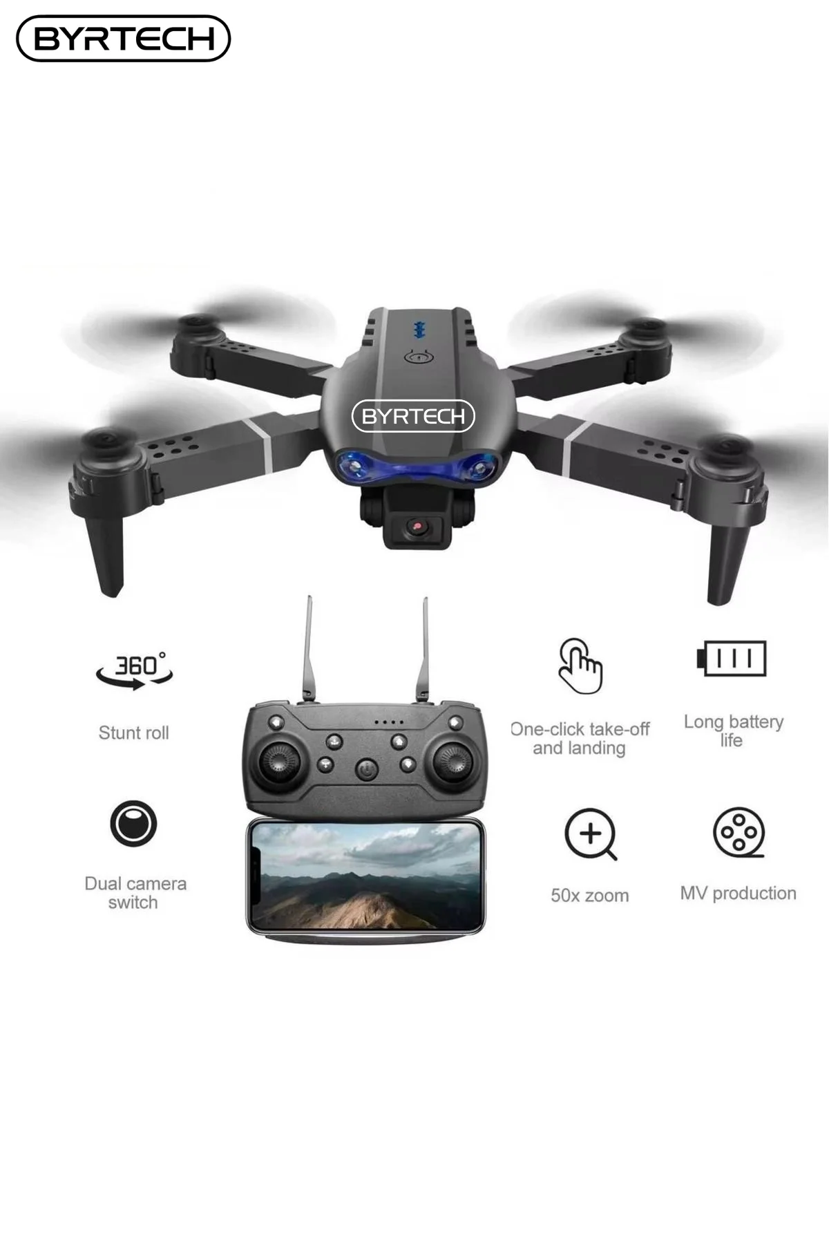 SH Kaydı Gerektirmeyen Drone - Renk: Siyah, Kamera Özelliği: 4K, GPS, Uçuş Mesafesi: 1000M-2000M