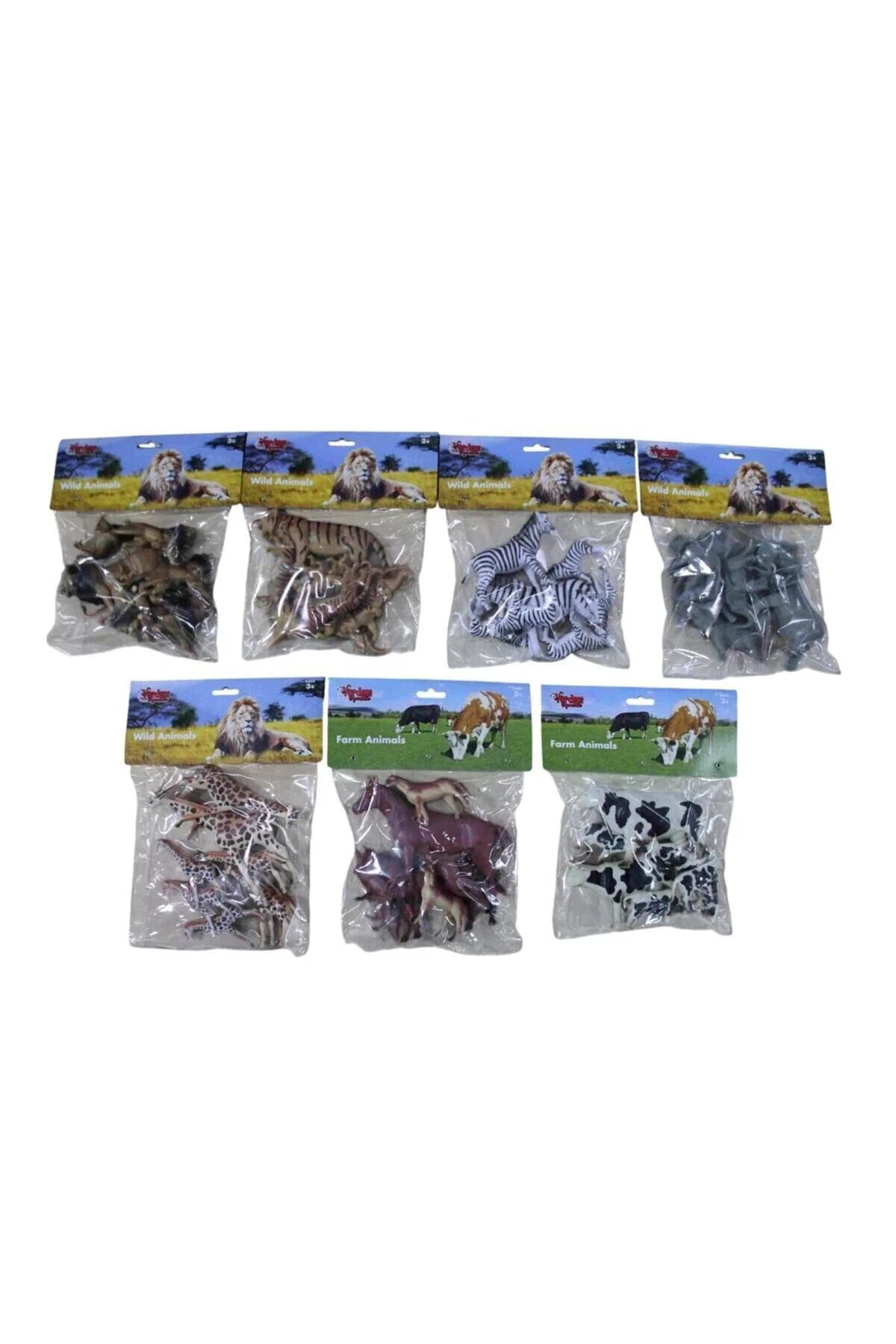 SH-P9901-07A 7 ASRTİ 7PCS 9İNC ASLAN-İNEK-ZÜRAFA-FİL-AT-ZEBRA(Belirtilen fiyat, tekli satış için ade