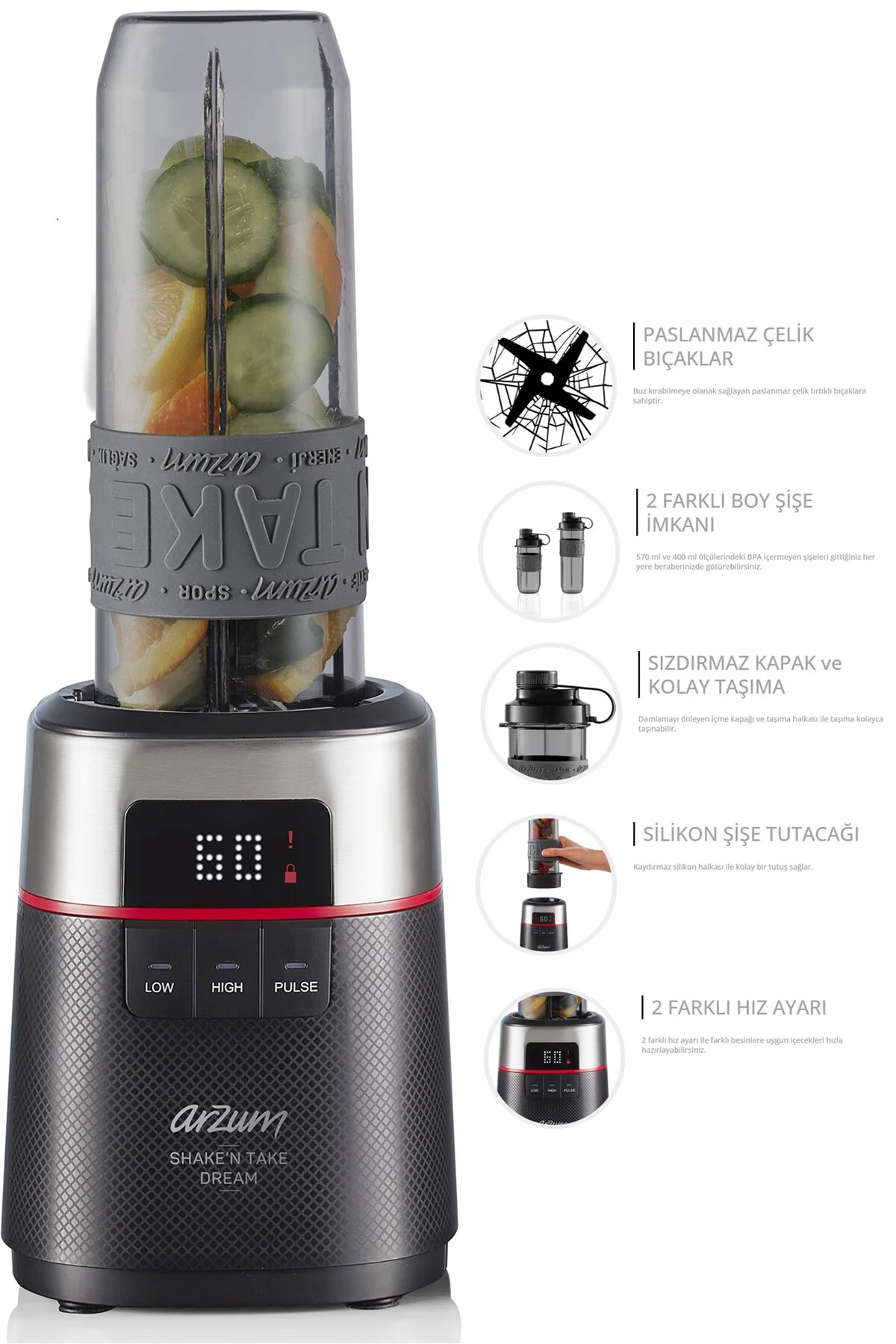 Shake'N Take Dream Kişisel Smoothie Blender 500W 570ml ve 400ml Ş