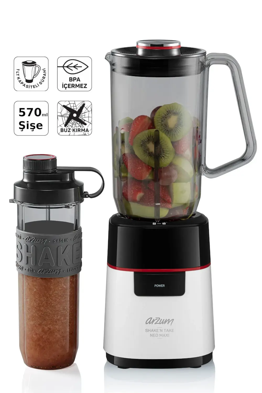 Arzum Shake'n Take Neo Maxi Sürahi Blender 1L Sürahi Ve 570Ml Şişe 500W