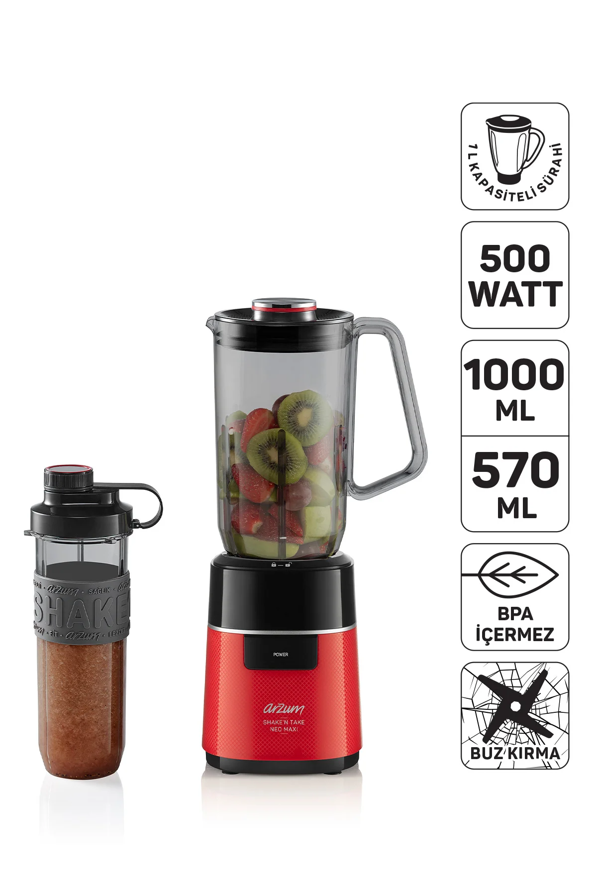 Shake'N Take Neo Maxi Sürahi Blender 1L Sürahi ve 570ml Şişe 500W