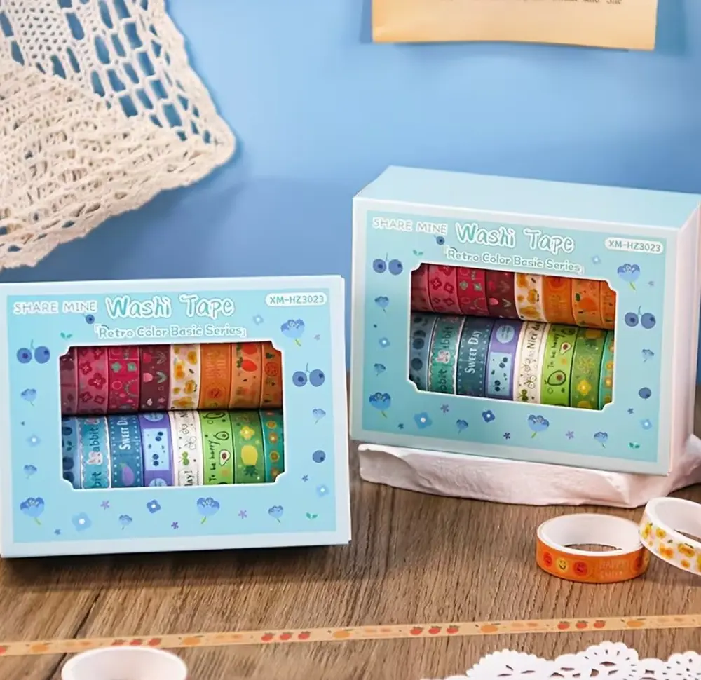 Share Vintage Washi Tape Bant Yapışkanlı Maskeleme Kağıdı Desenli