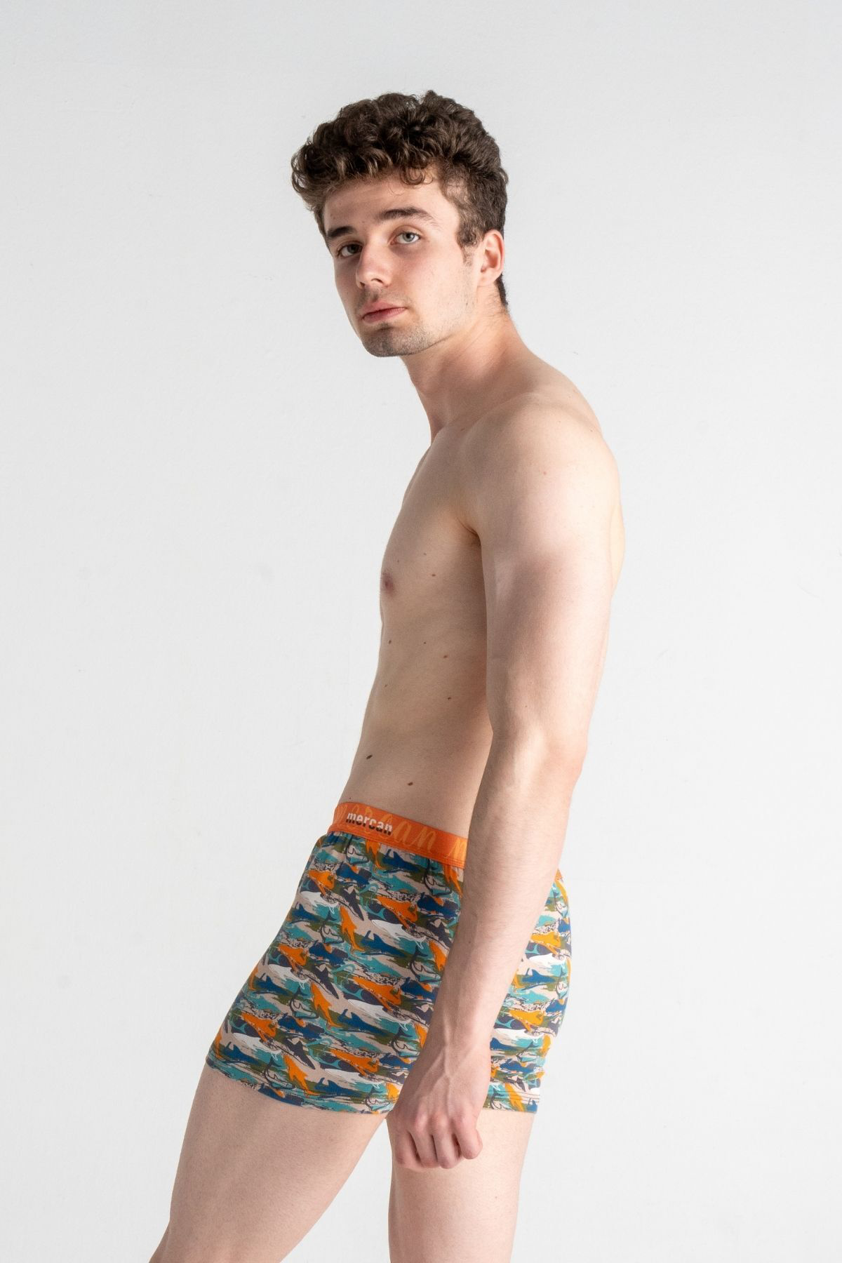 Mercan Shark Baskılı Likralı Pamuklu Desenli Esnek Erkek Boxer