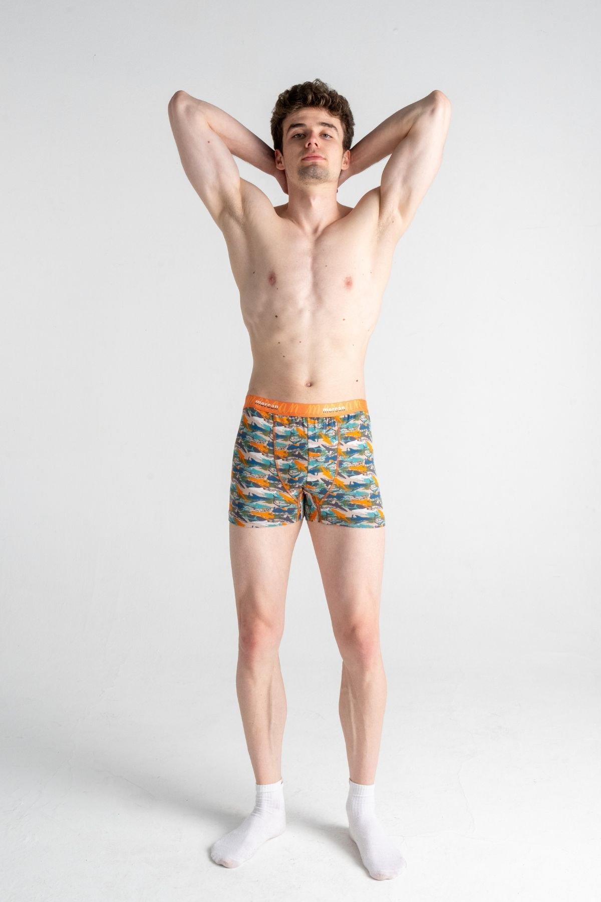 Mercan Shark Baskılı Likralı Pamuklu Desenli Esnek Erkek Boxer