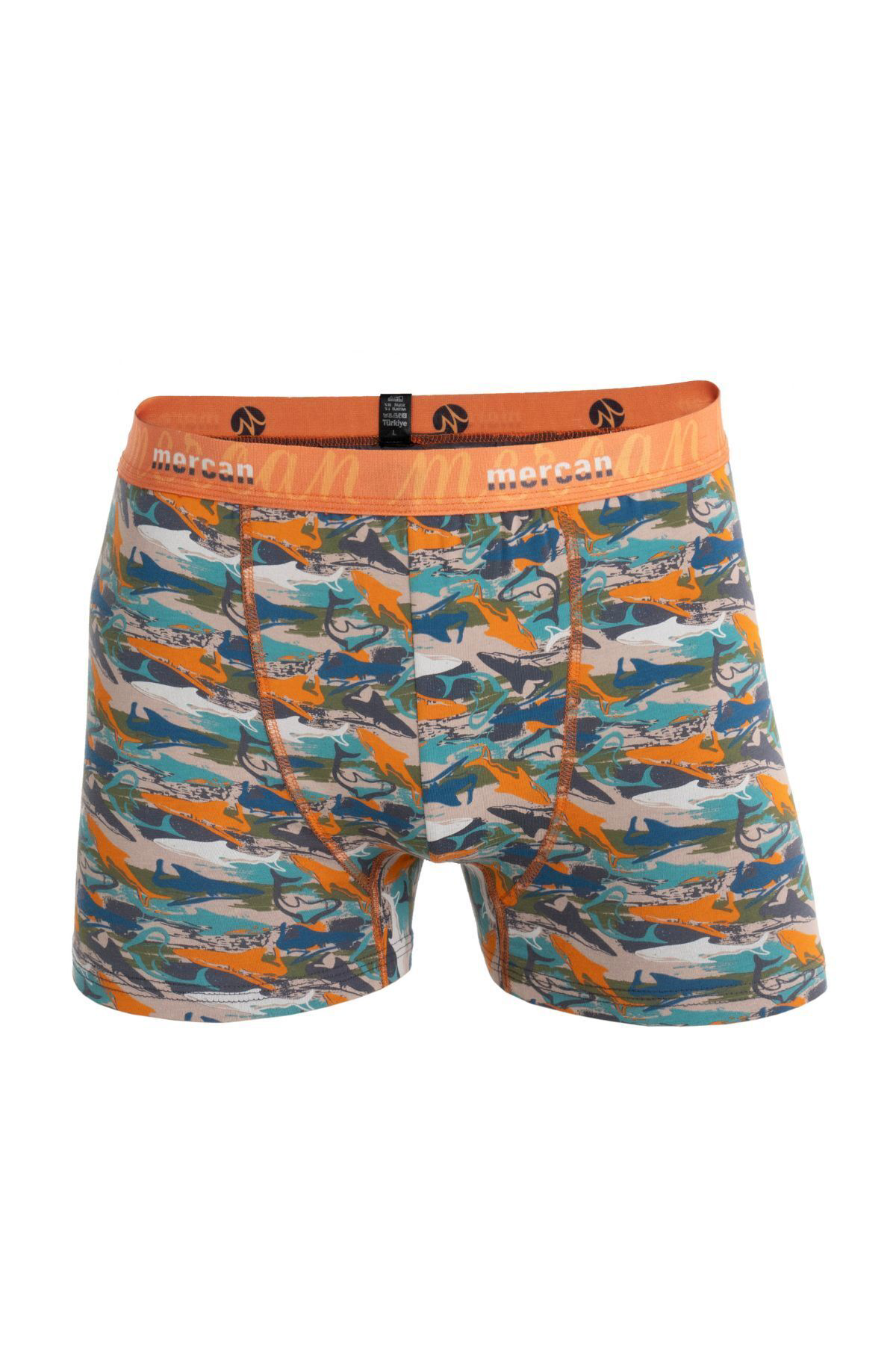 Mercan Shark Baskılı Likralı Pamuklu Desenli Esnek Erkek Boxer