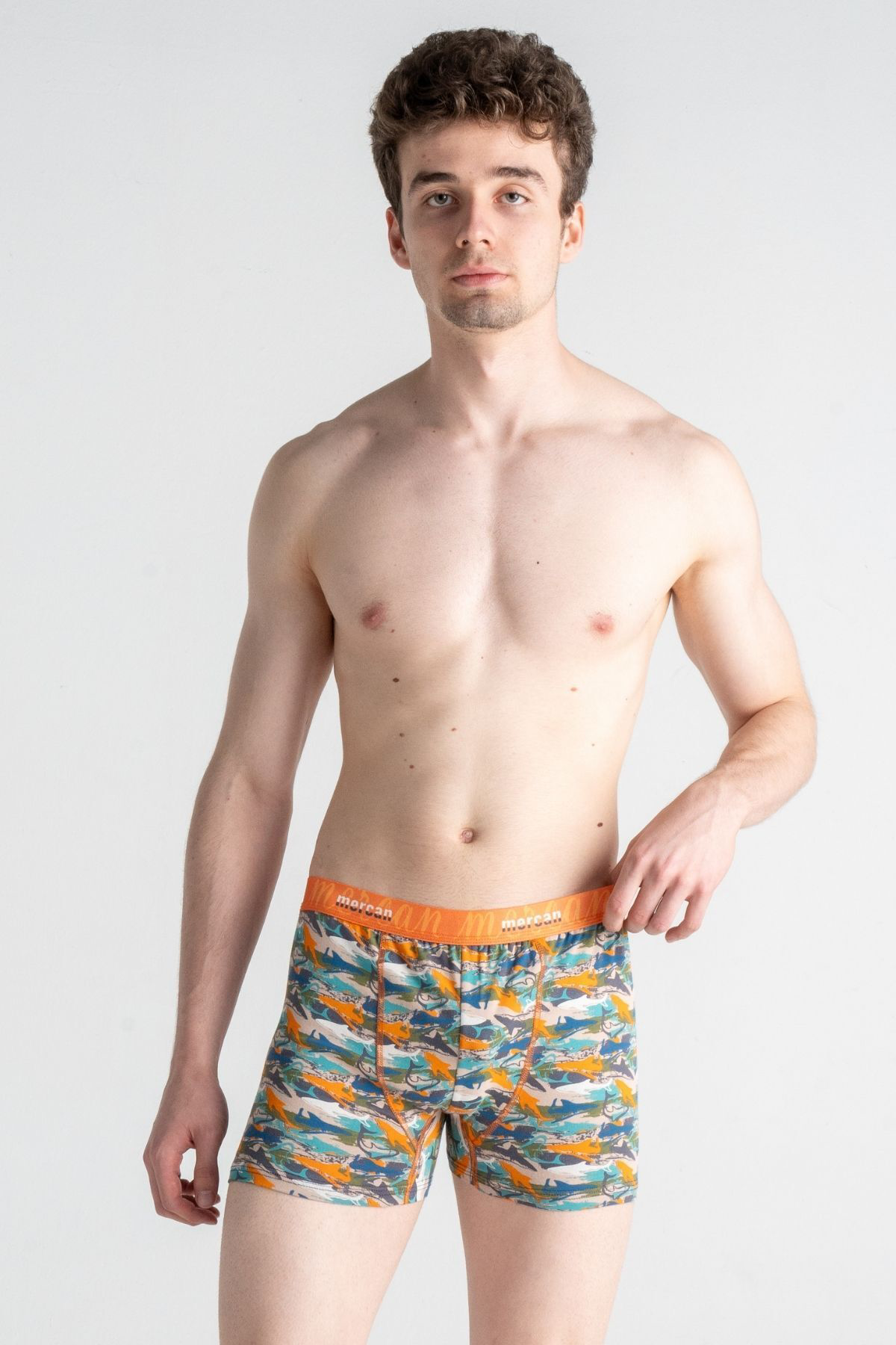 Mercan Shark Baskılı Likralı Pamuklu Desenli Esnek Erkek Boxer