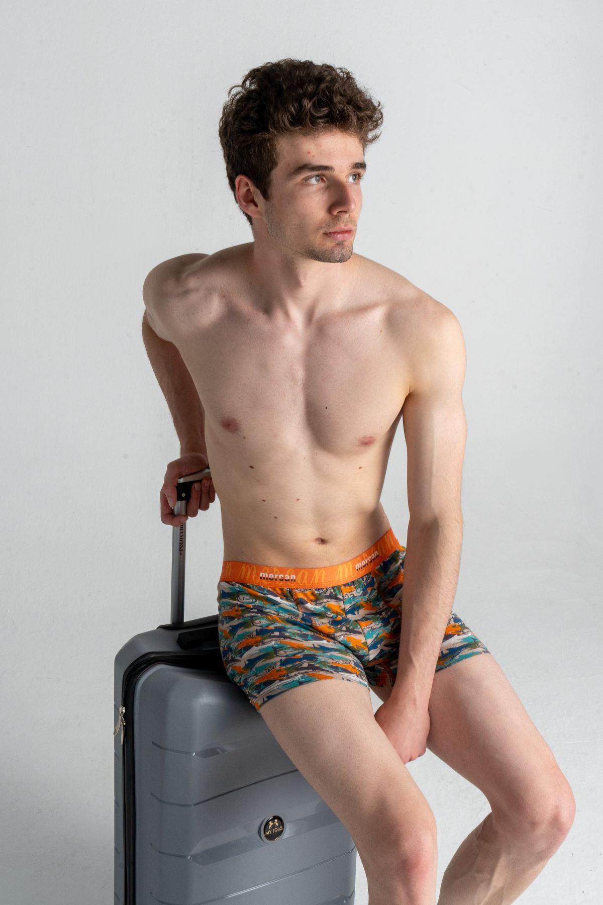 Mercan Shark Baskılı Likralı Pamuklu Desenli Esnek Erkek Boxer