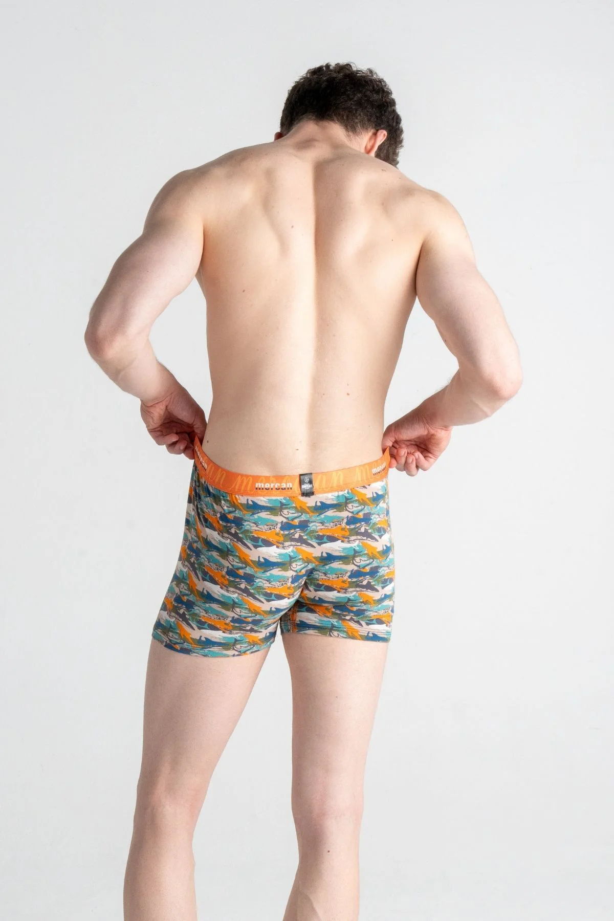 Shark Baskılı Likralı Pamuklu Desenli Esnek Erkek Boxer