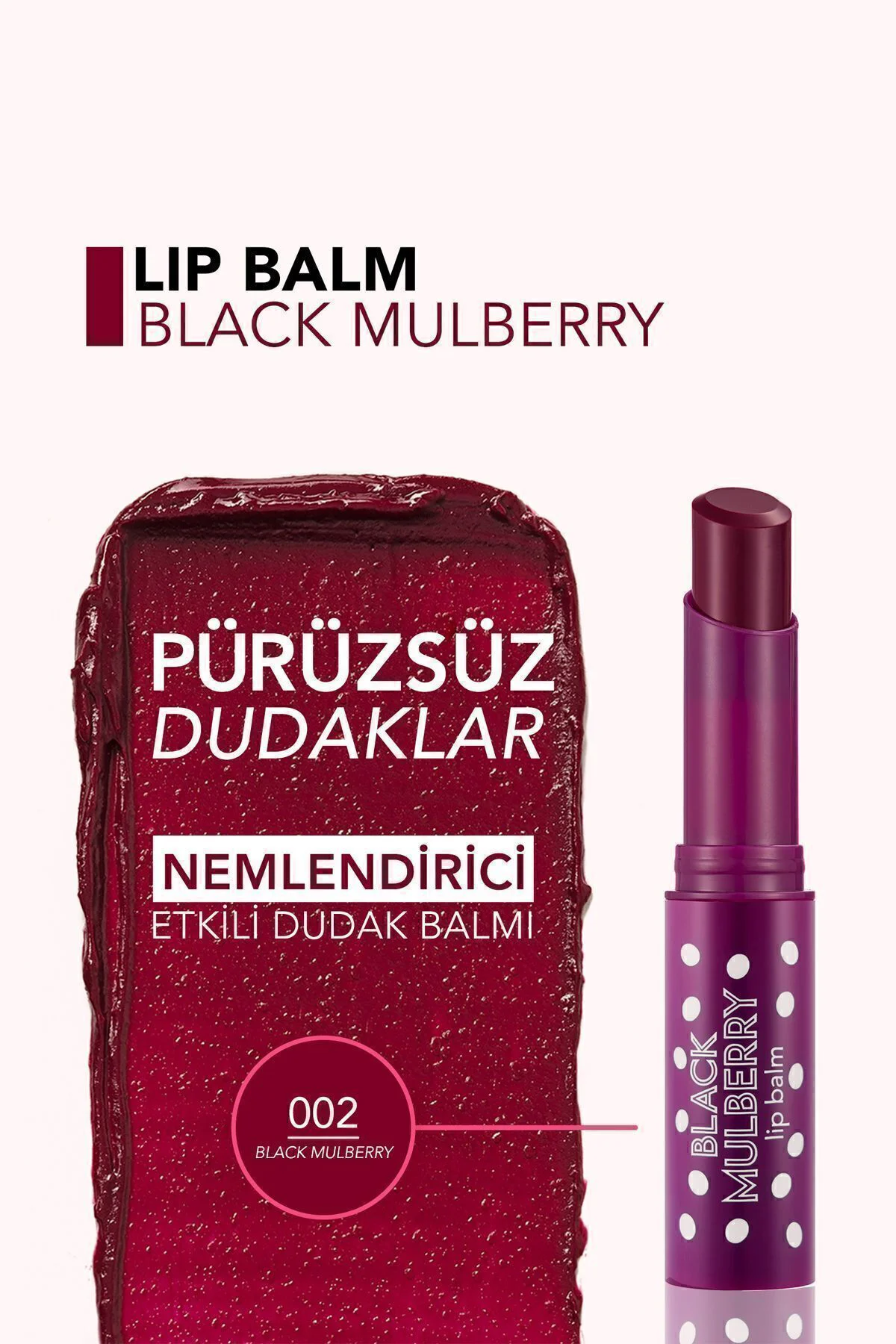 Shea Ve Kakao Yağı Içeren Renkli Dudak Nemlendiricisi (KARADUT) -