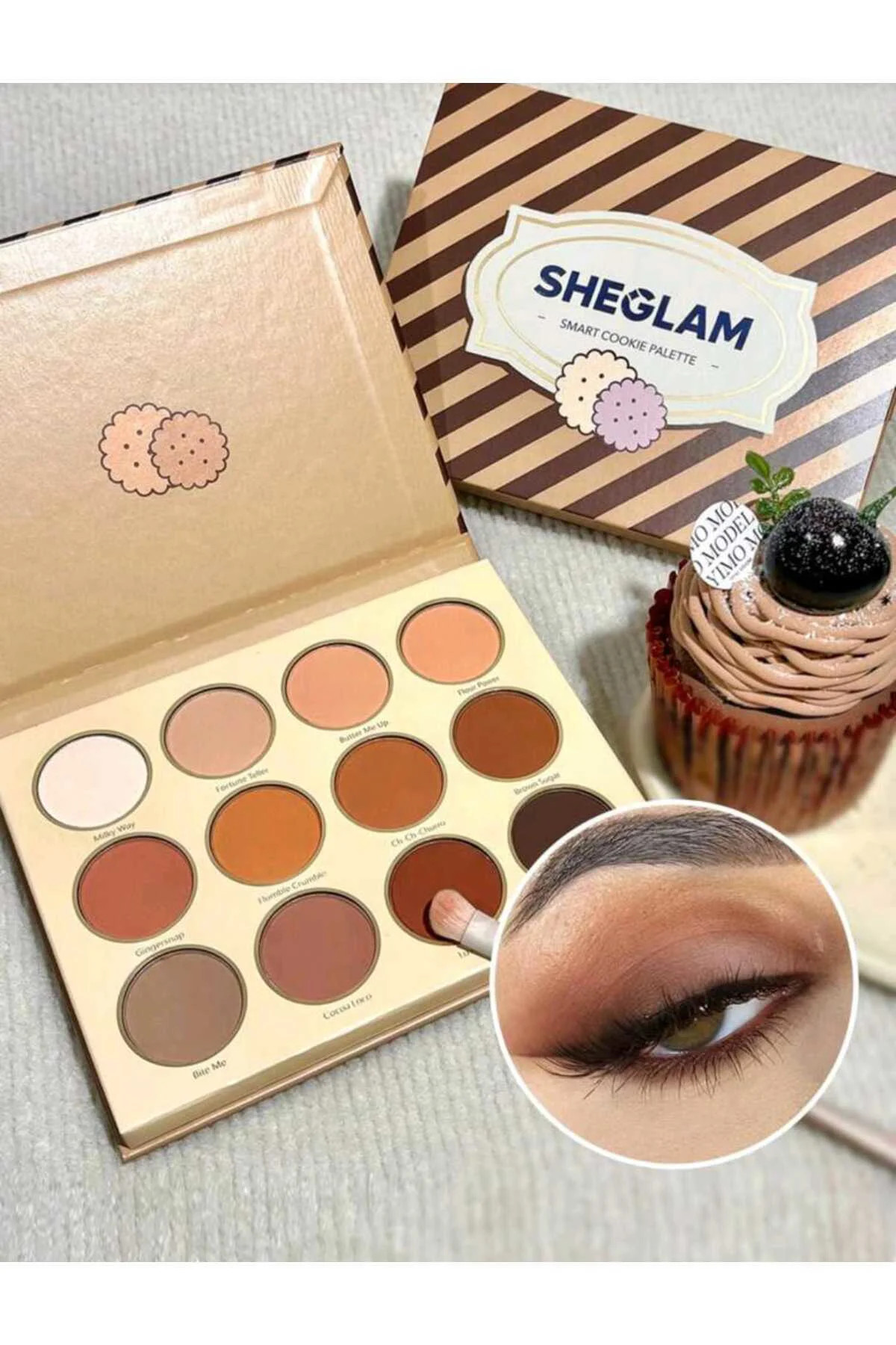 SHEGLAM Smart Cookie 12 Renkli Parıltılı Mat Göz Farı Paleti Kahv