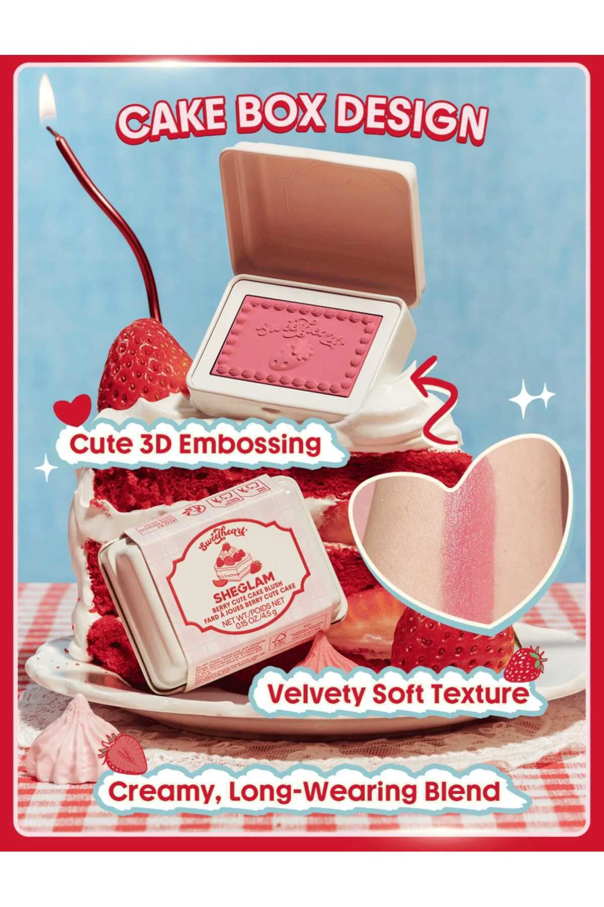 SHEGLAM Sweetheart Koleksiyonu Çilekli Sevimli Kek Allık