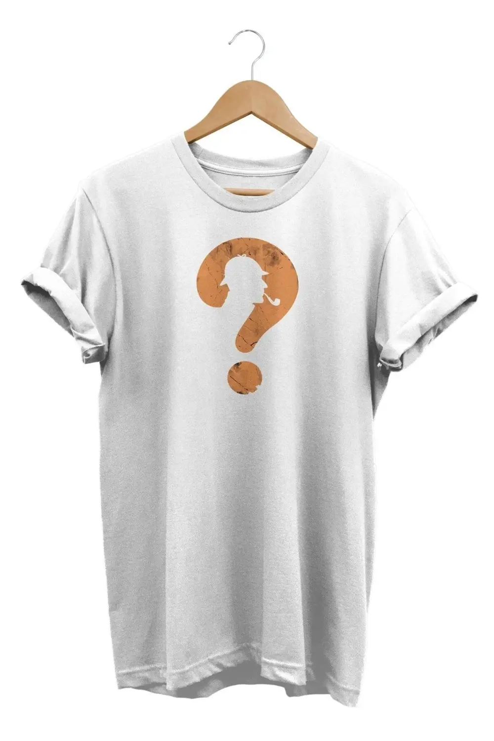 Sherlock Soru Işareti Baskılı %100 Pamuk Oversize T-shirt Büyük B