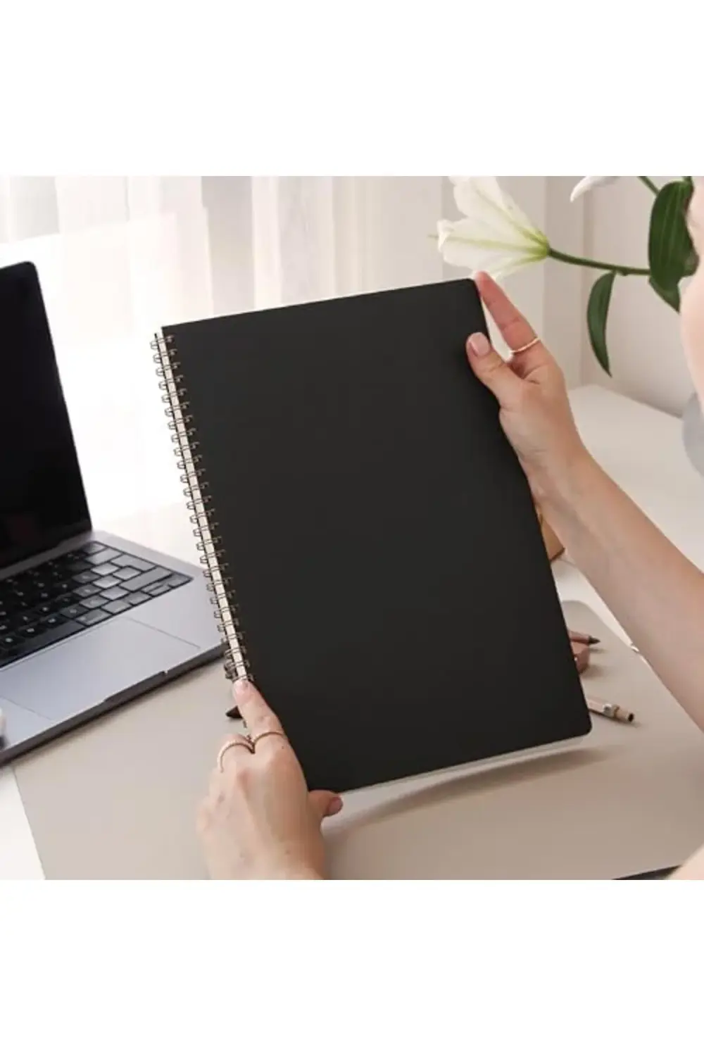 SheronShop Siyah Kraft Karton Kapak 70 Yaprak 110 gram Çizgili No