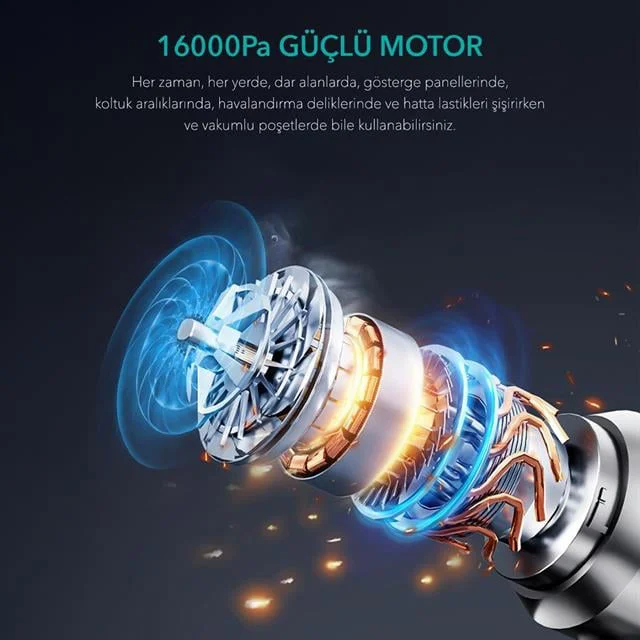 Shibumi Tornada 100 Watt 6000mAh 16000pa Çekiş Gücü 8 Adet Başlıklı Şarjlı Güçlü Üfleme Araç İçi Süpürge Shibumi Tornada 100 Watt 6000mAh 16000pa Çekiş Gücü 8 Adet Başlıklı Şarjlı Güçlü Üfleme Araç İçi Süpürge