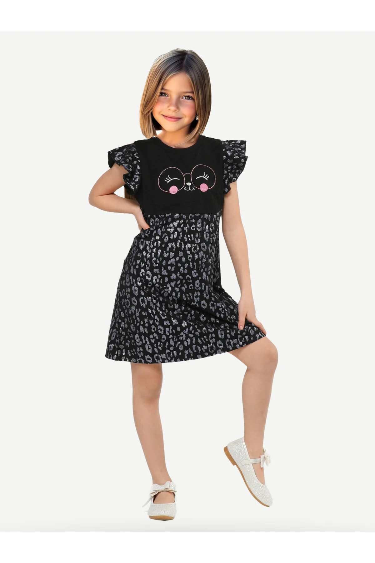 Shine Cat Simli Kız Çocuk Elbise