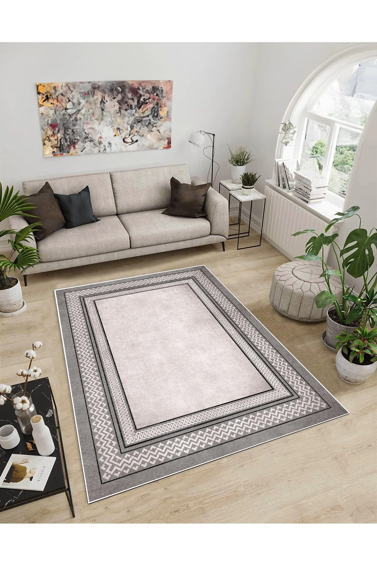Shine M(114) Vizon Saçaksız Kaymaz Tabanlı Dijital Baskılı Dekoratif Halı 80x600
