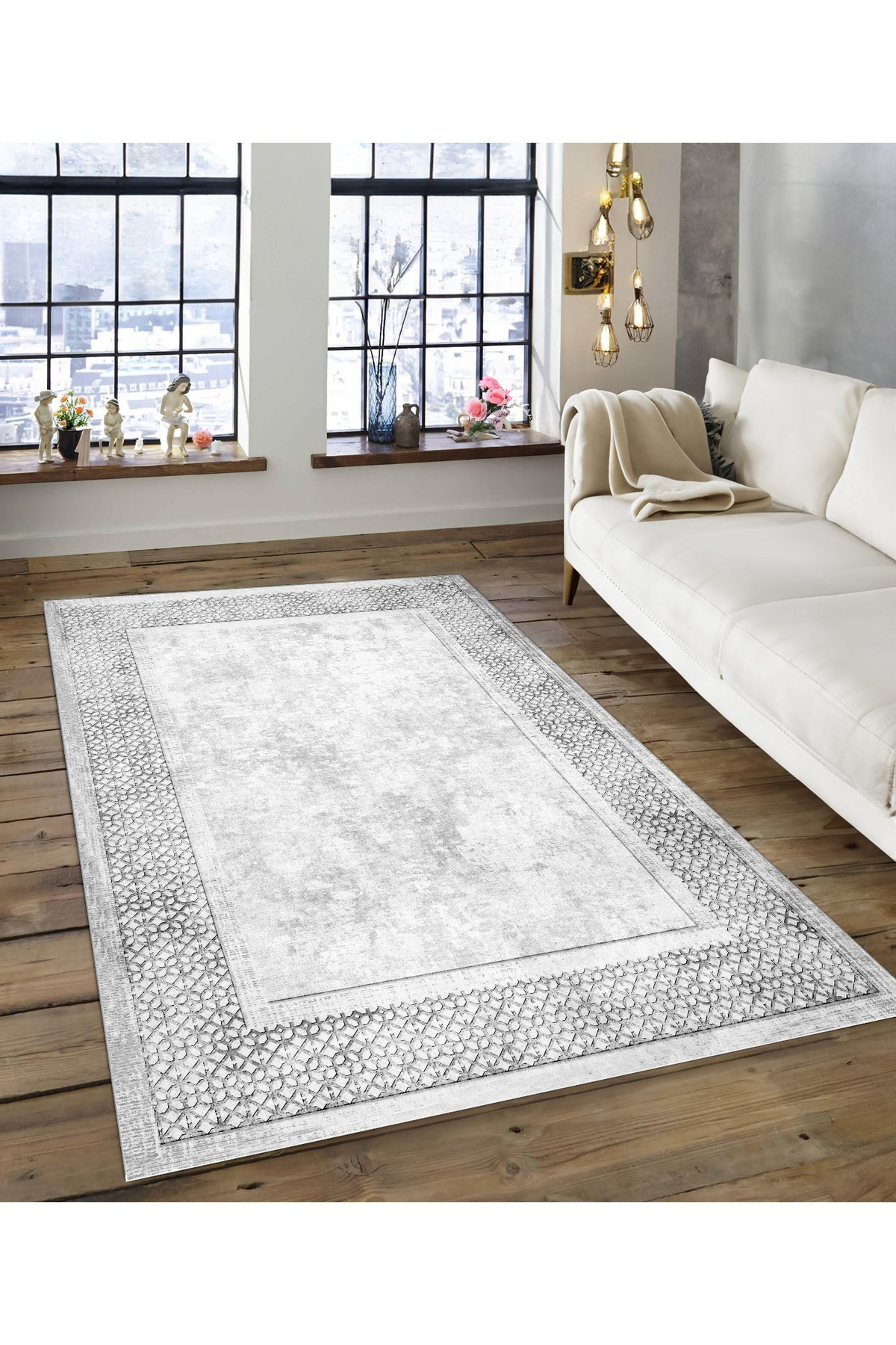 Shine M(116) Bej Saçaksız Kaymaz Tabanlı Dijital Baskılı Dekoratif Halı 180x400