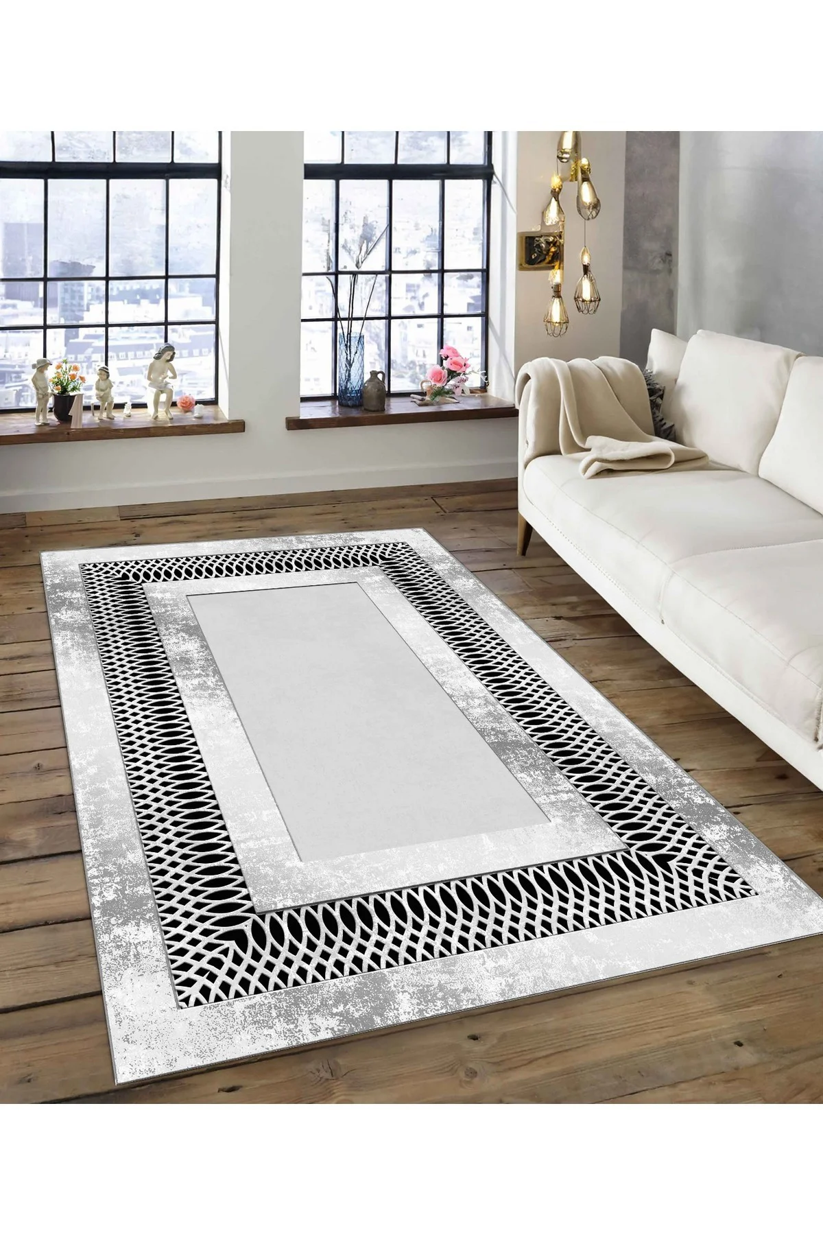 Shine M(122) Bej Saçaksız Kaymaz Tabanlı Dijital Baskılı Dekoratif Halı 120x160