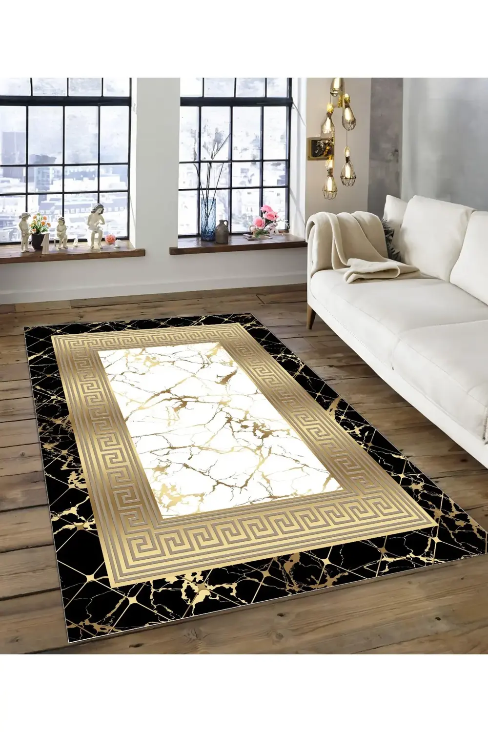 Shine M(128) Siyah Saçaksız Kaymaz Tabanlı Dijital Baskılı Dekora