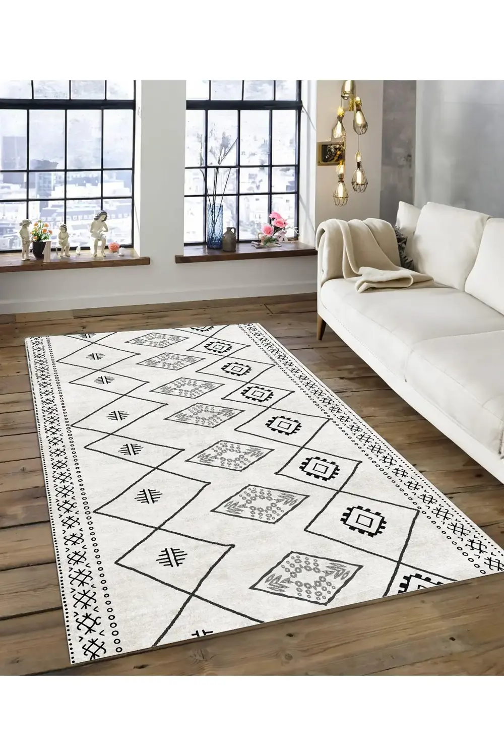 Shine M(132) Bej Saçaksız Kaymaz Tabanlı Dijital Baskılı Dekorati