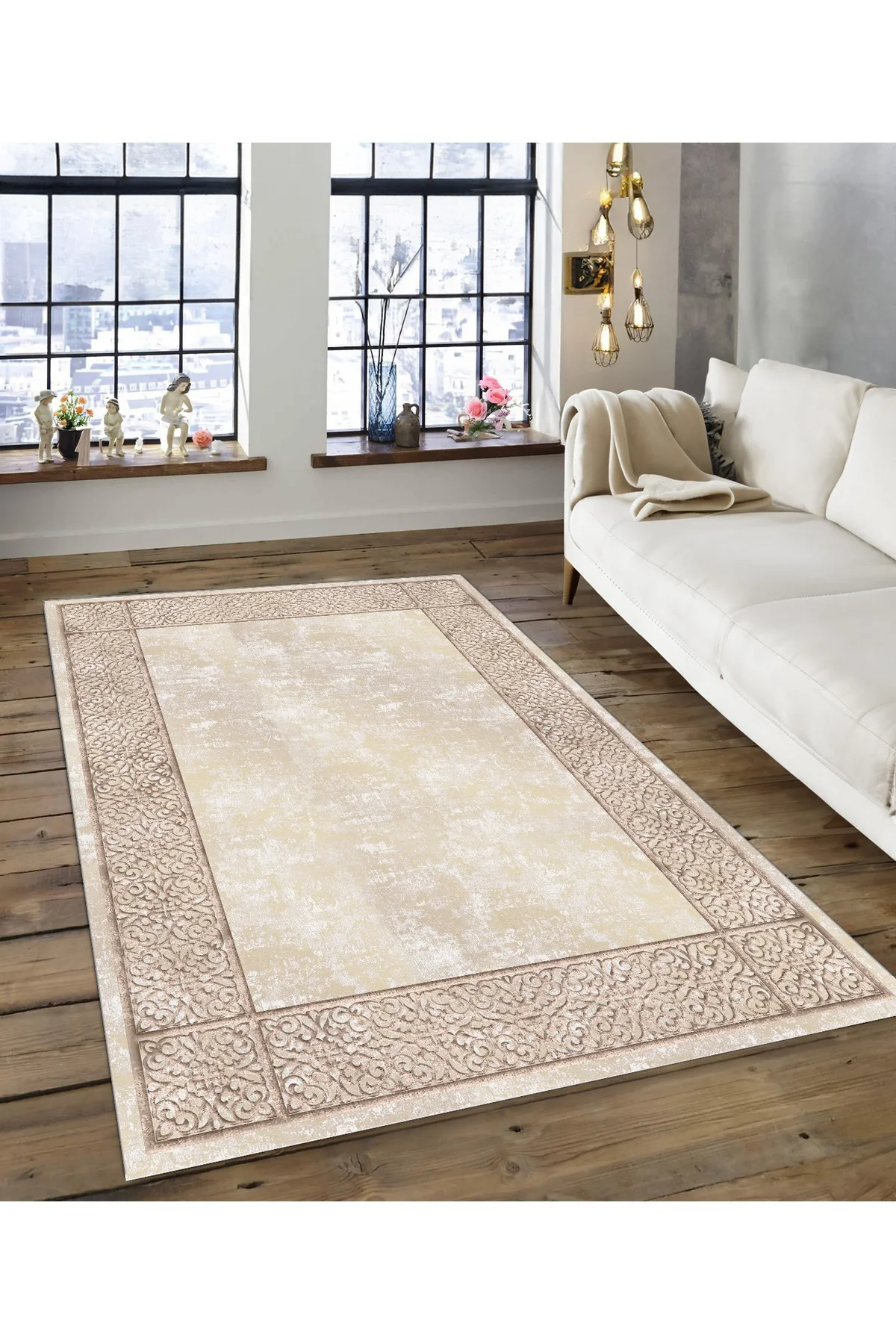 Shine M(133) Vizon Saçaksız Kaymaz Tabanlı Dijital Baskılı Dekoratif Halı 180x400
