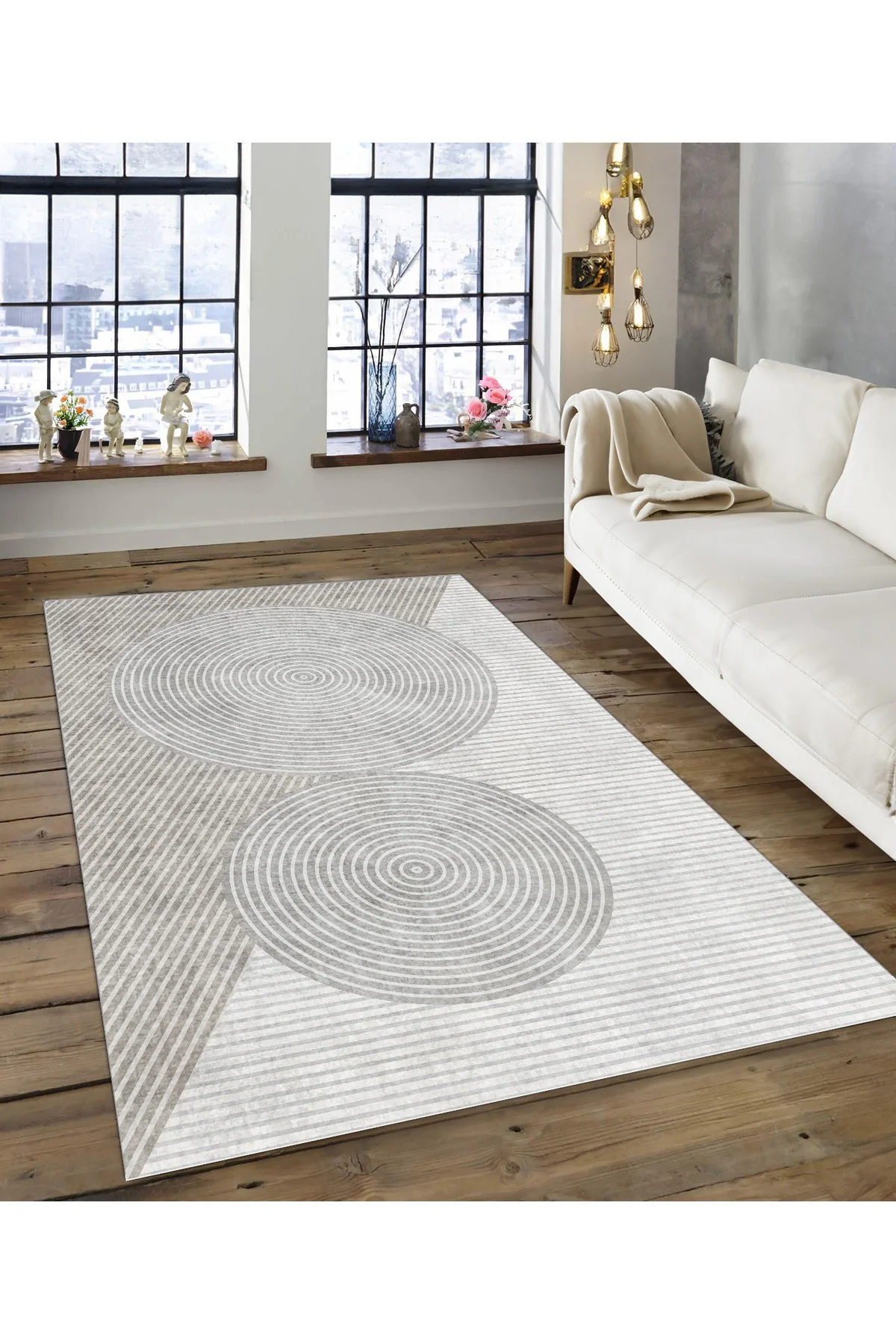 Shine M(137) Vizon Saçaksız Kaymaz Tabanlı Dijital Baskılı Dekoratif Halı 180x300
