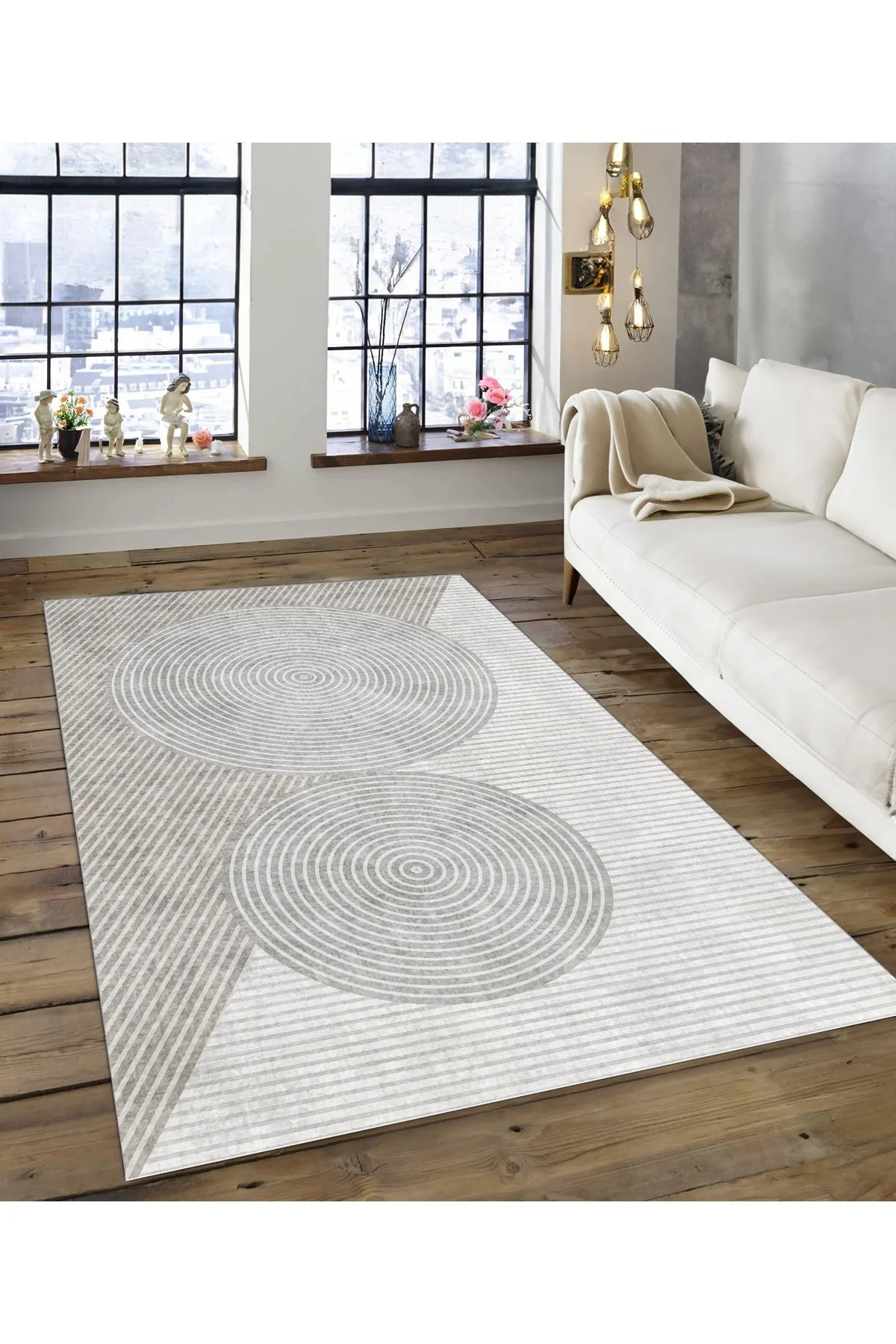 Shine M(137) Vizon Saçaksız Kaymaz Tabanlı Dijital Baskılı Dekoratif Halı 160x400